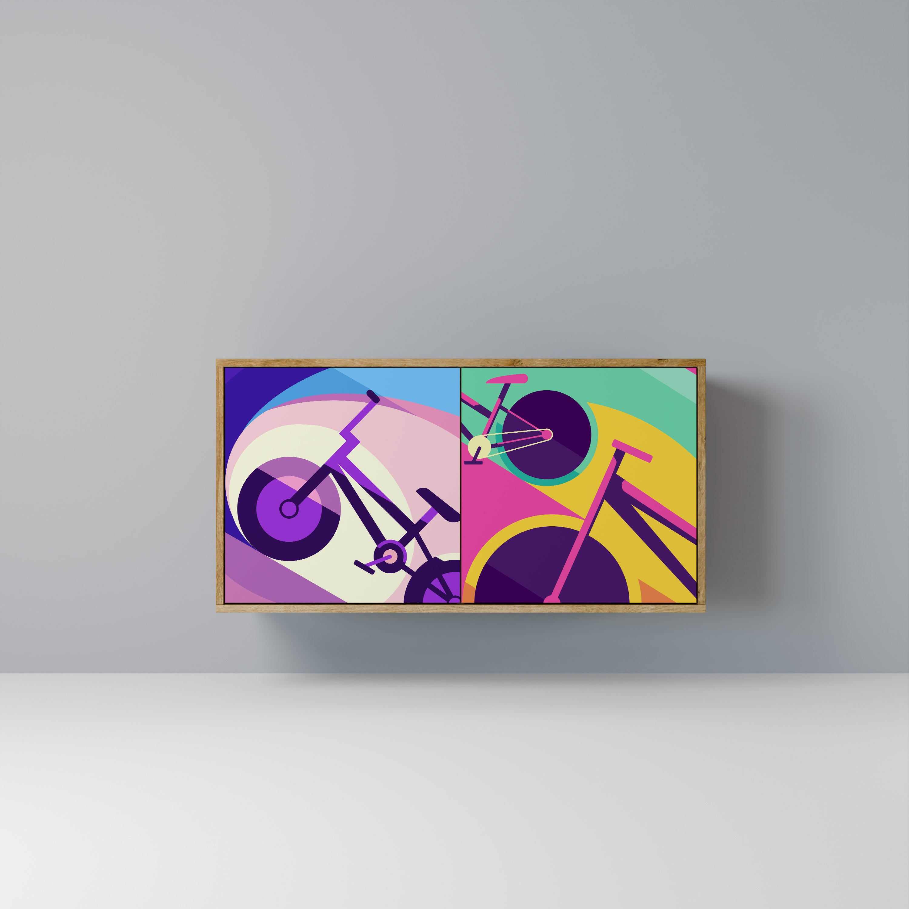 Aparador BIKE DREAMS de 2 puertas con efecto roble