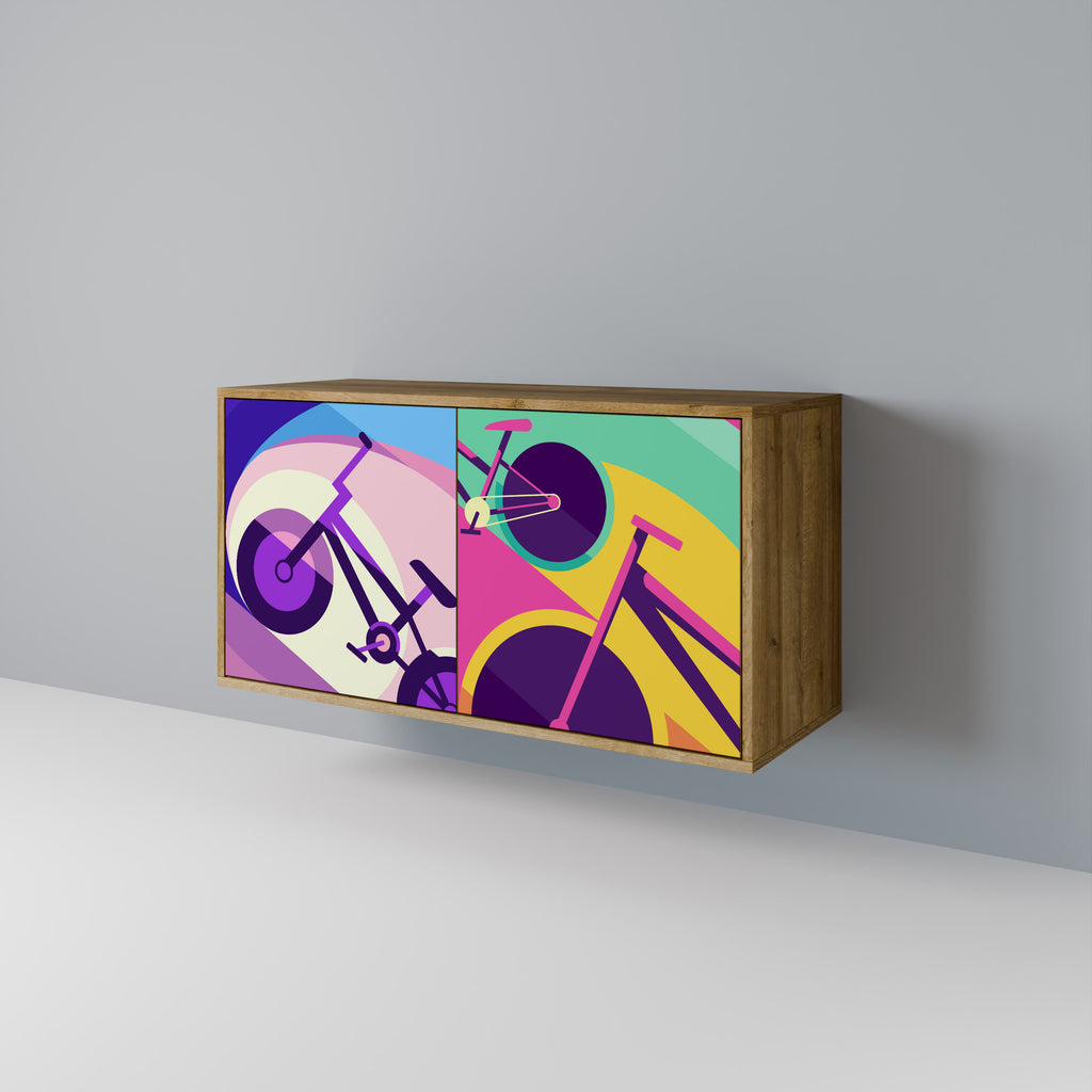 Aparador BIKE DREAMS de 2 puertas con efecto roble