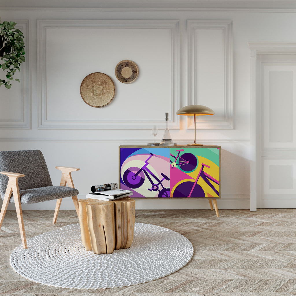 Aparador BIKE DREAMS de 2 puertas con efecto roble