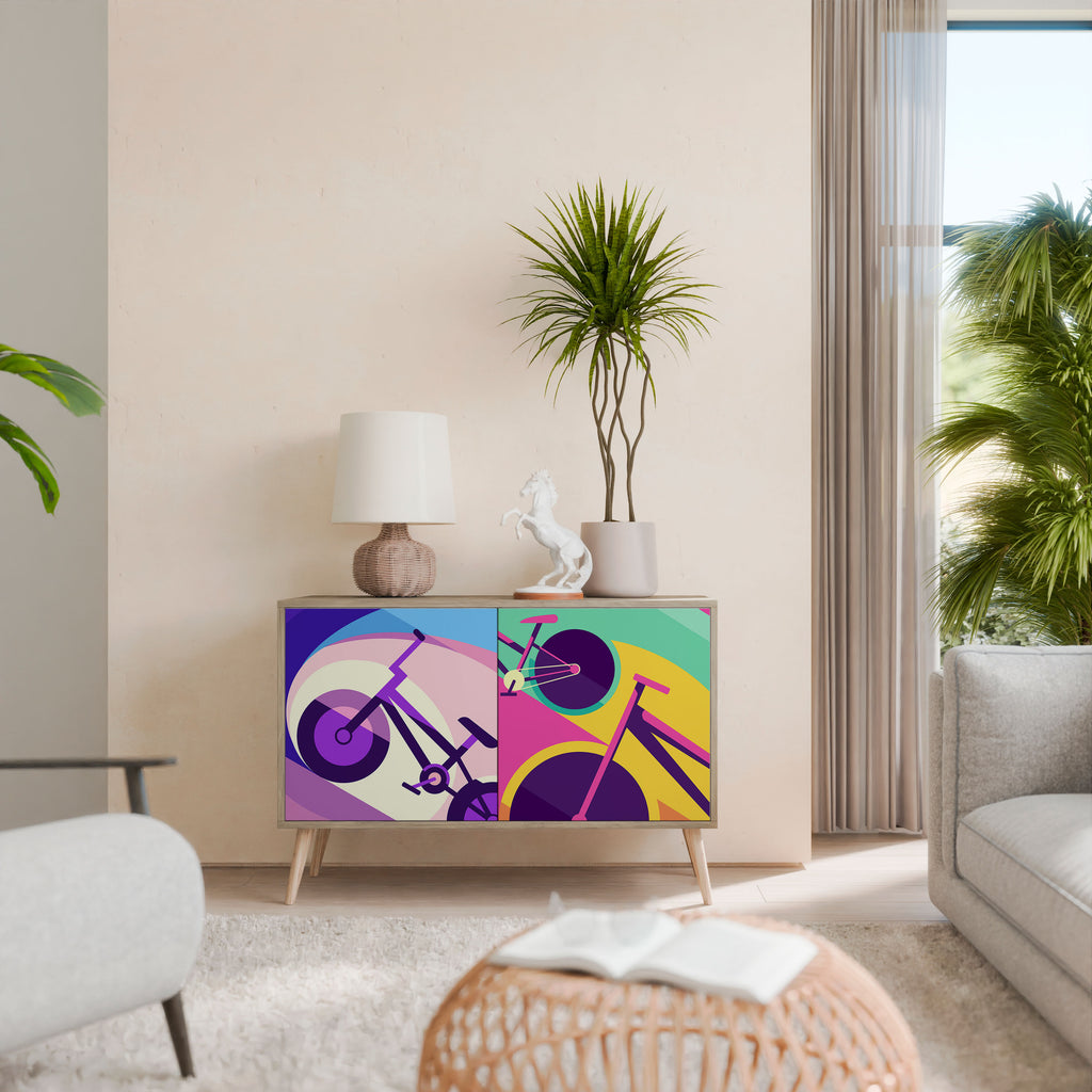 Aparador BIKE DREAMS de 2 puertas con efecto roble