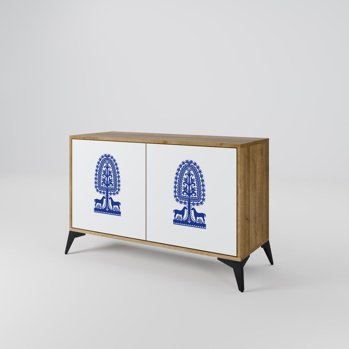 POLISH FOLK ART Aparador de 2 Puertas