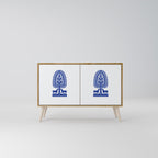 POLISH FOLK ART 2-Door Sideboard in Oak Effect