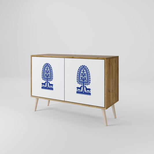 POLISH FOLK ART Aparador de 2 Puertas