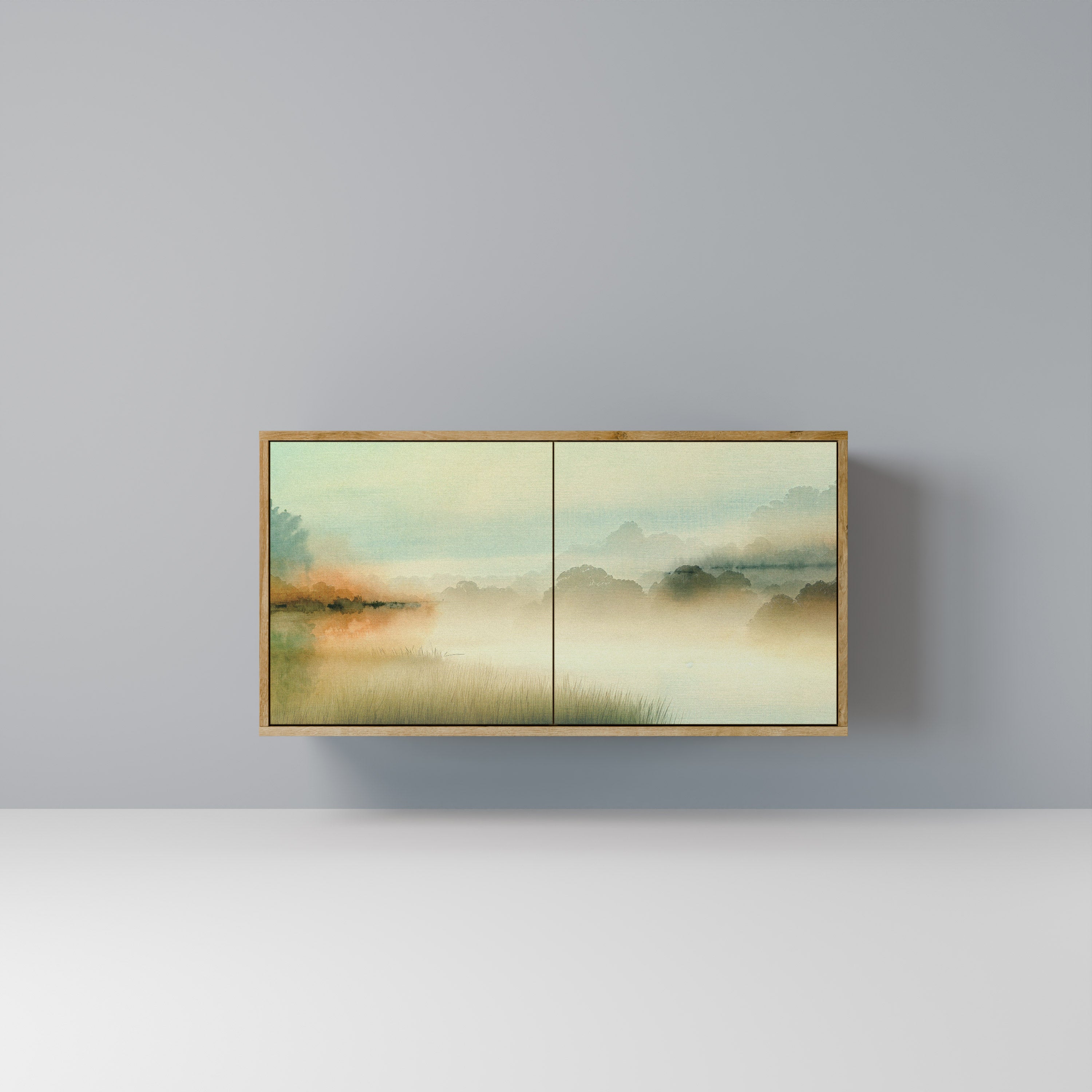 Aparador de 2 puertas MORNING BY THE LAKE con efecto roble