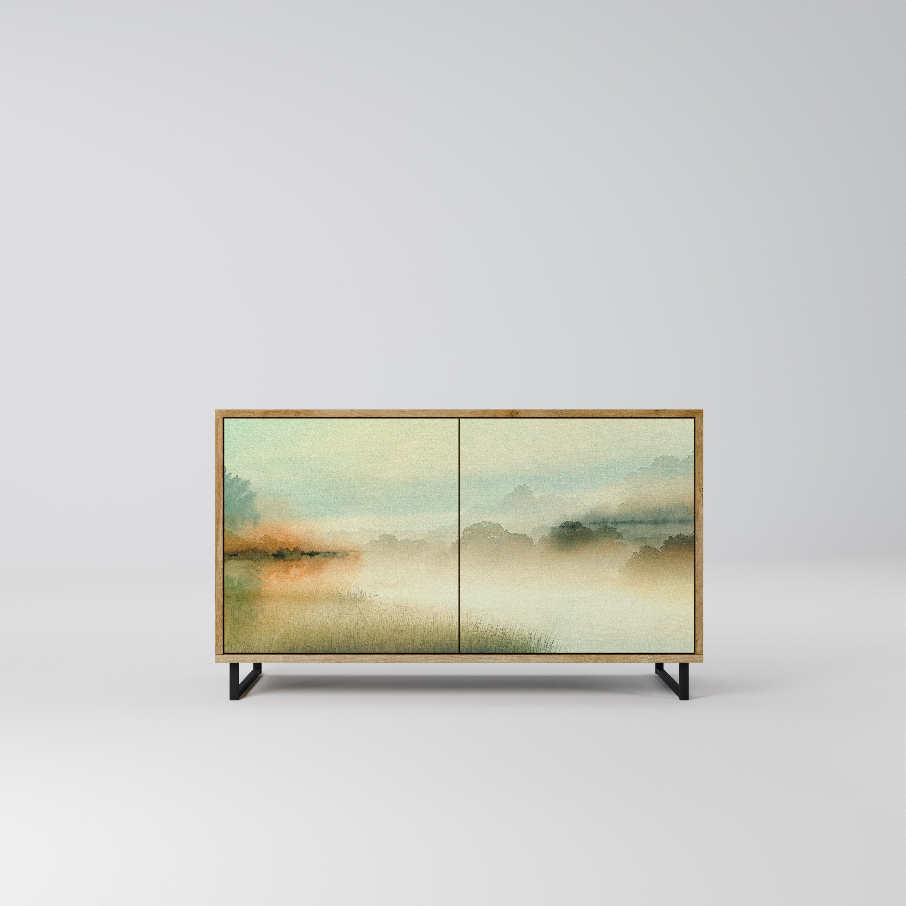 Aparador de 2 puertas MORNING BY THE LAKE con efecto roble