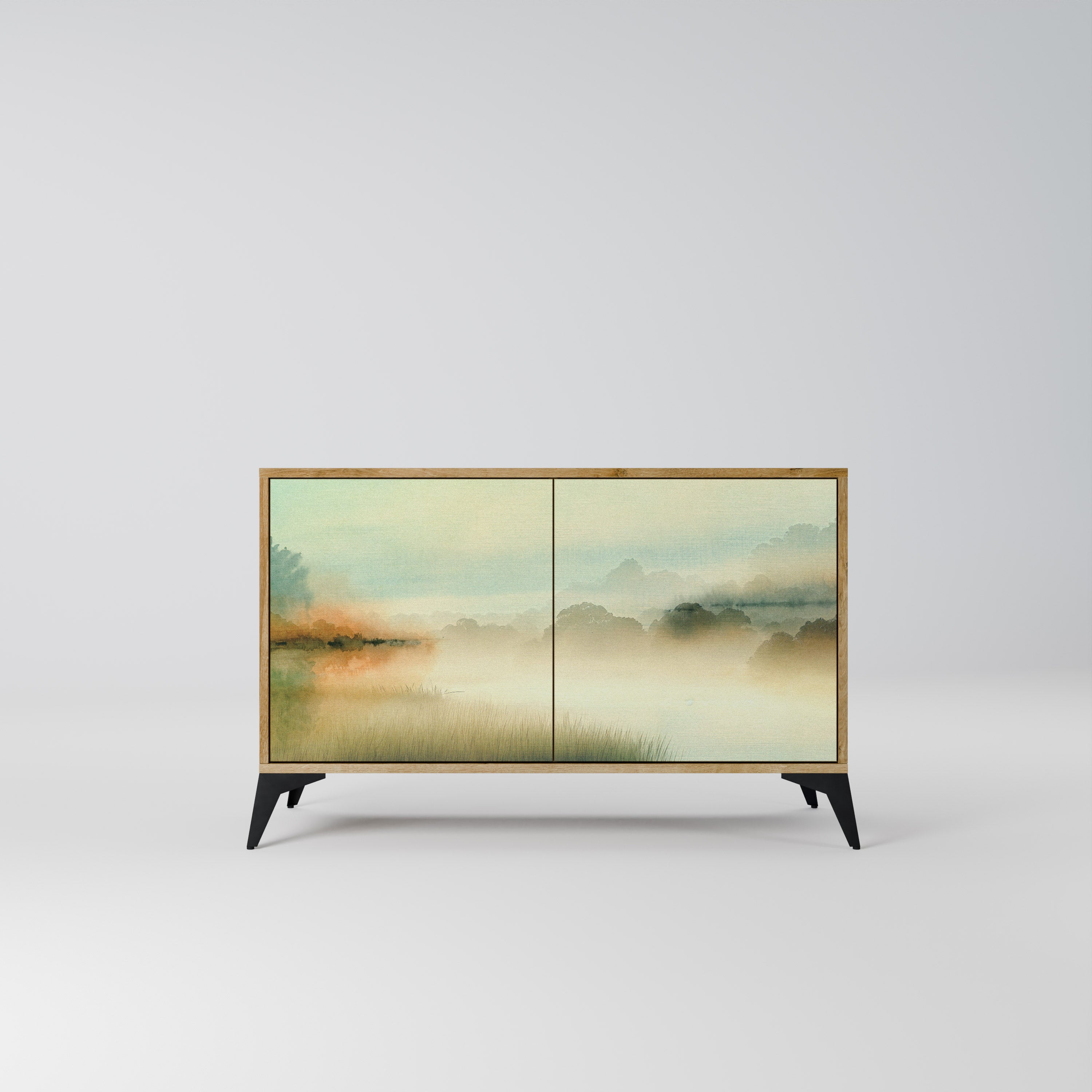 Aparador de 2 puertas MORNING BY THE LAKE con efecto roble