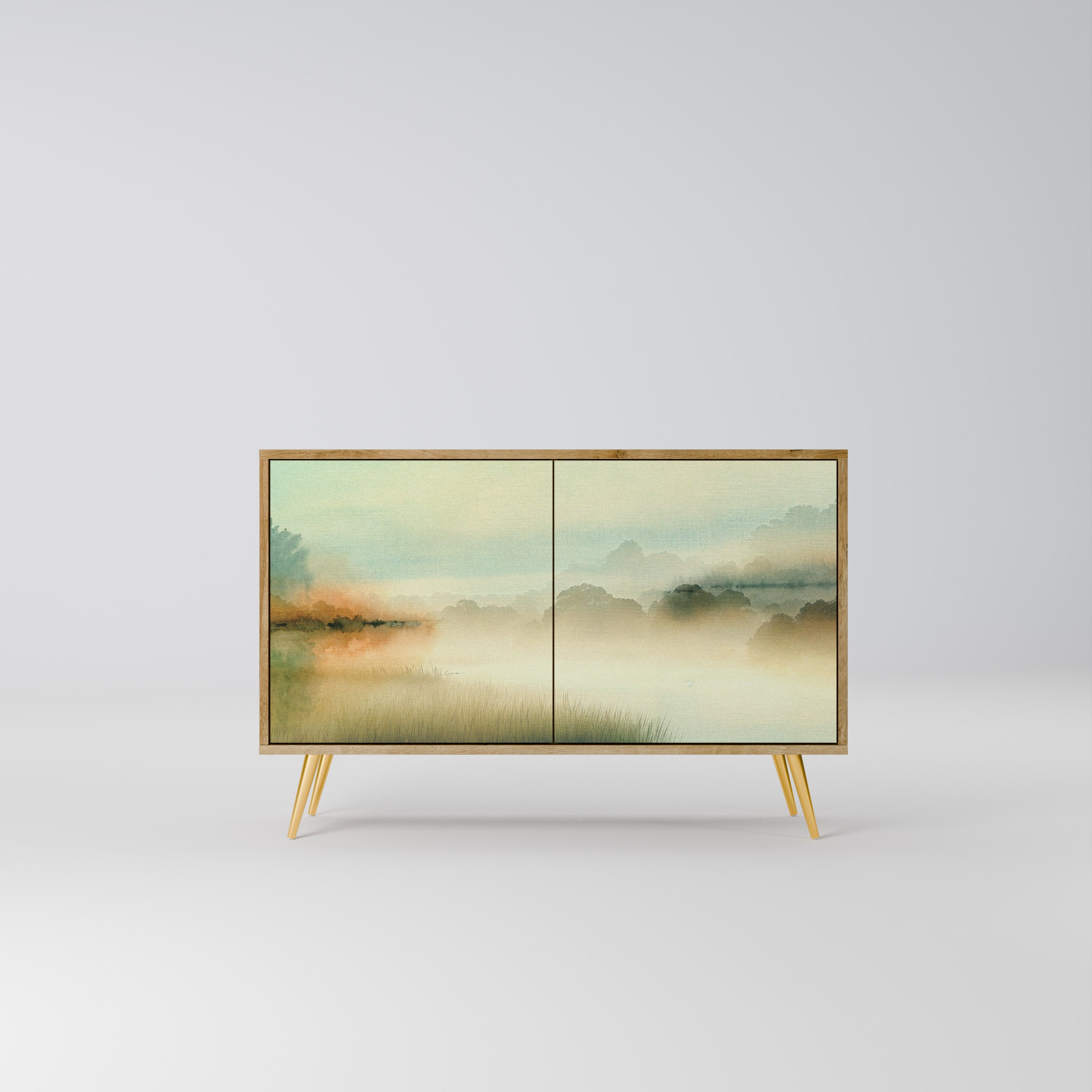 Aparador de 2 puertas MORNING BY THE LAKE con efecto roble