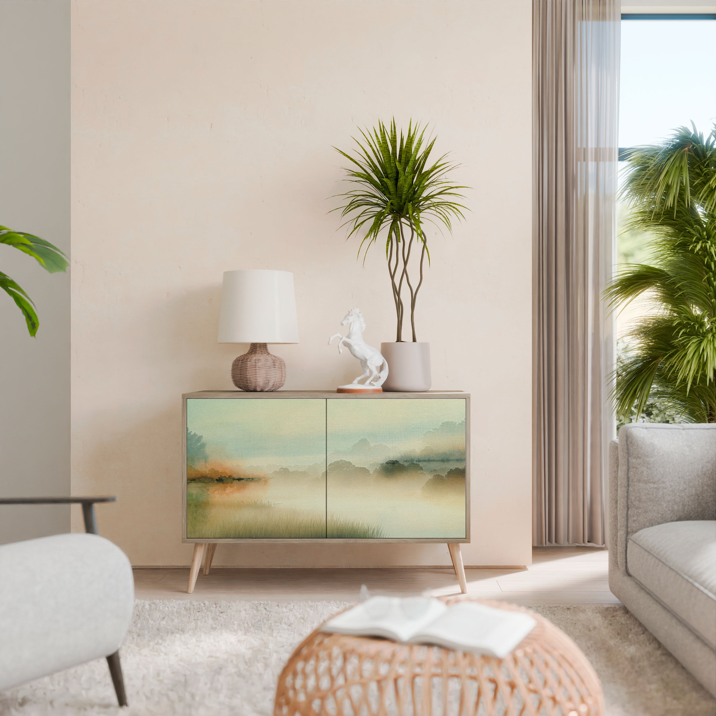 Aparador de 2 puertas MORNING BY THE LAKE con efecto roble