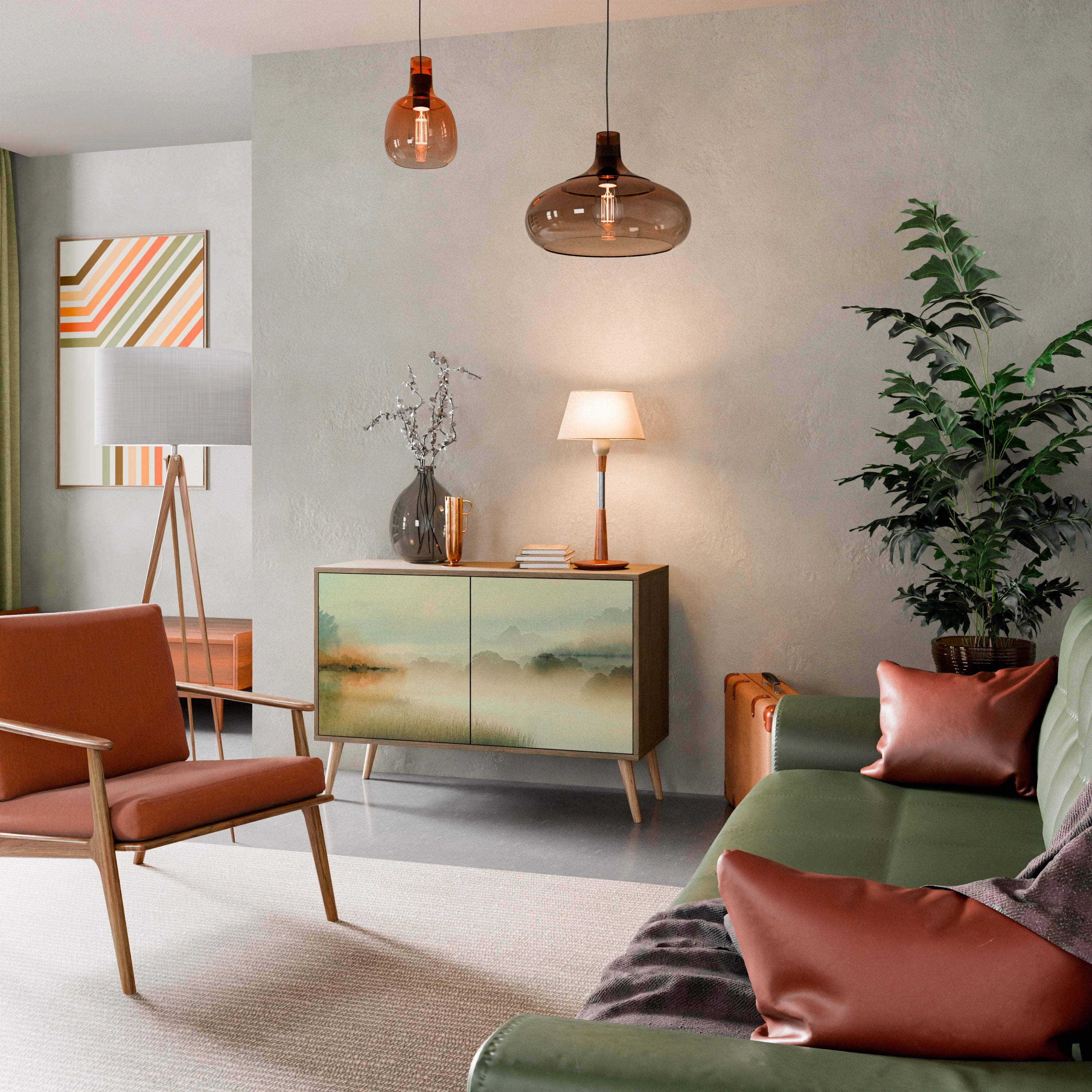 Aparador de 2 puertas MORNING BY THE LAKE con efecto roble