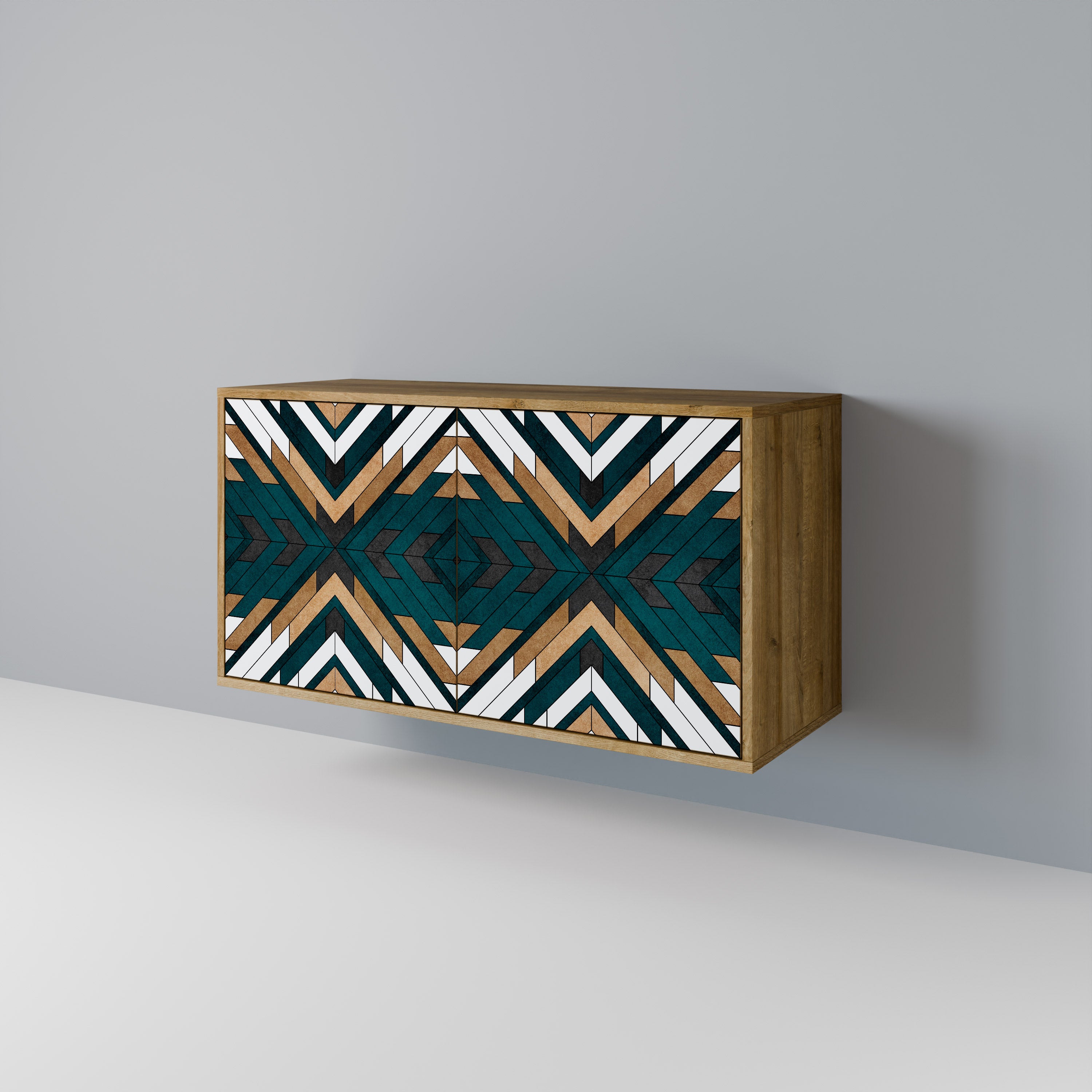 ARTISTIC GEOMETRY 2-Door Sideboard in Oak Effect