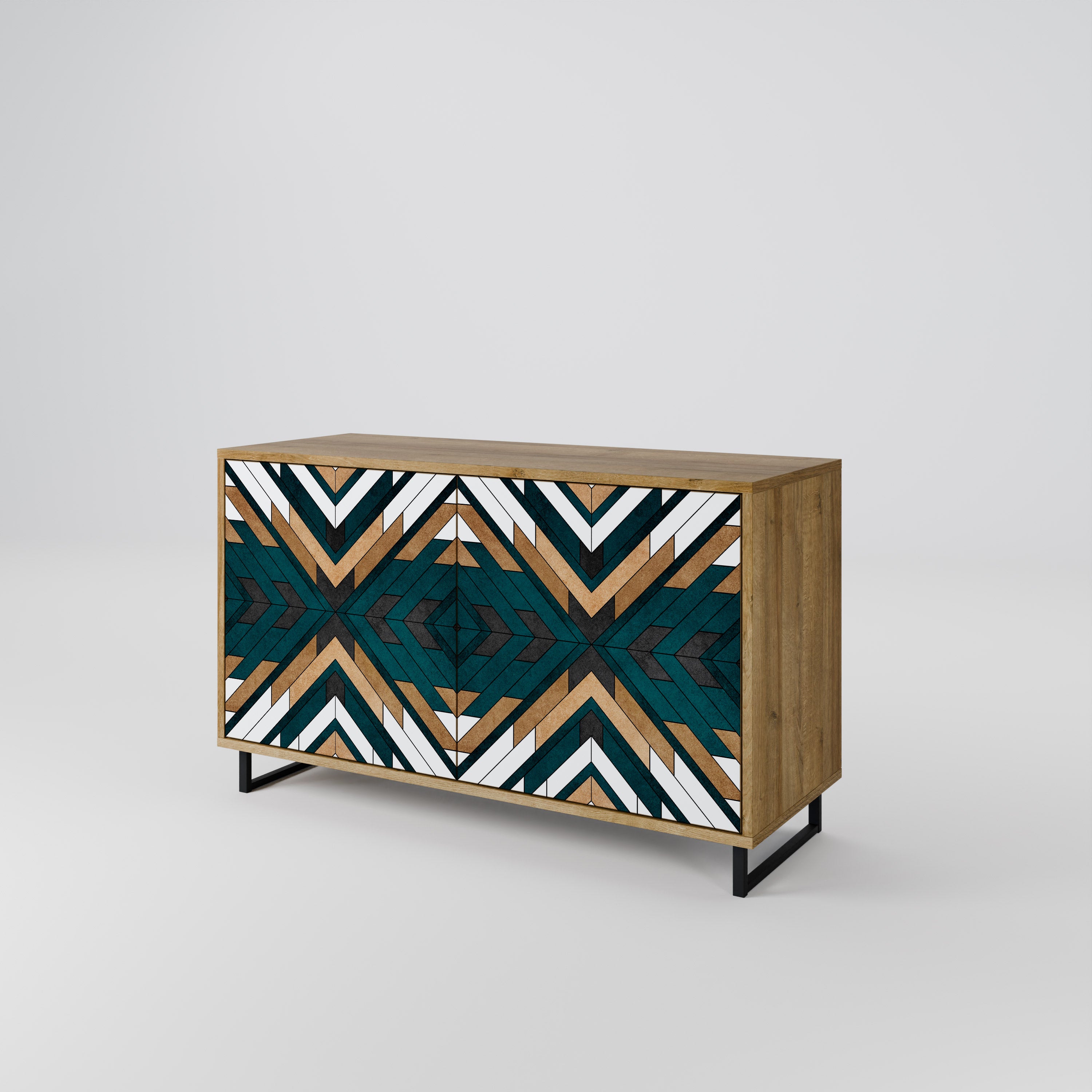 ARTISTIC GEOMETRY 2-Door Sideboard in Oak Effect