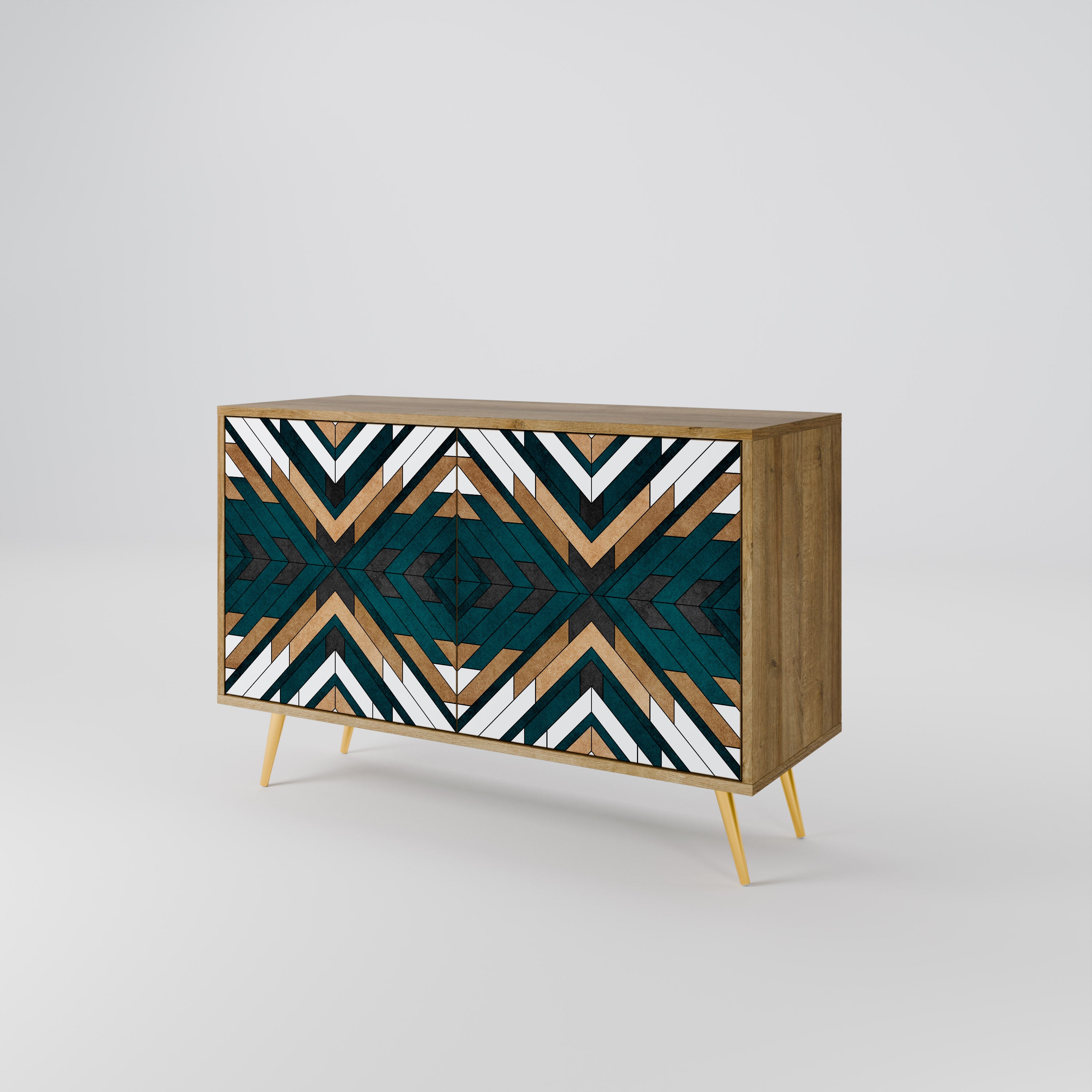 ARTISTIC GEOMETRY 2-Door Sideboard in Oak Effect