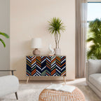 VIBRANT PATCHWORK Aparador de 2 Puertas en Efecto Roble