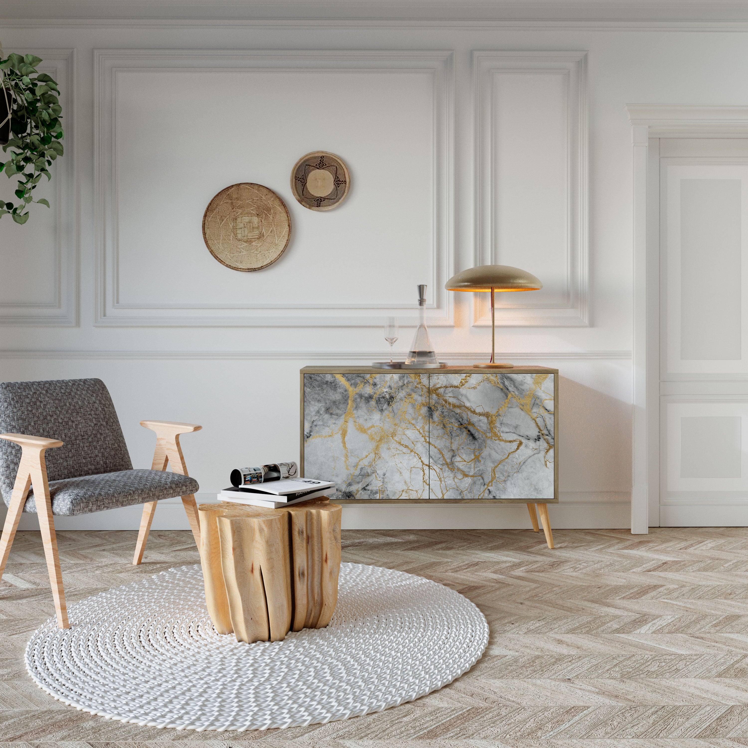 Aparador TIMELESS GLIDE de 2 puertas con efecto roble