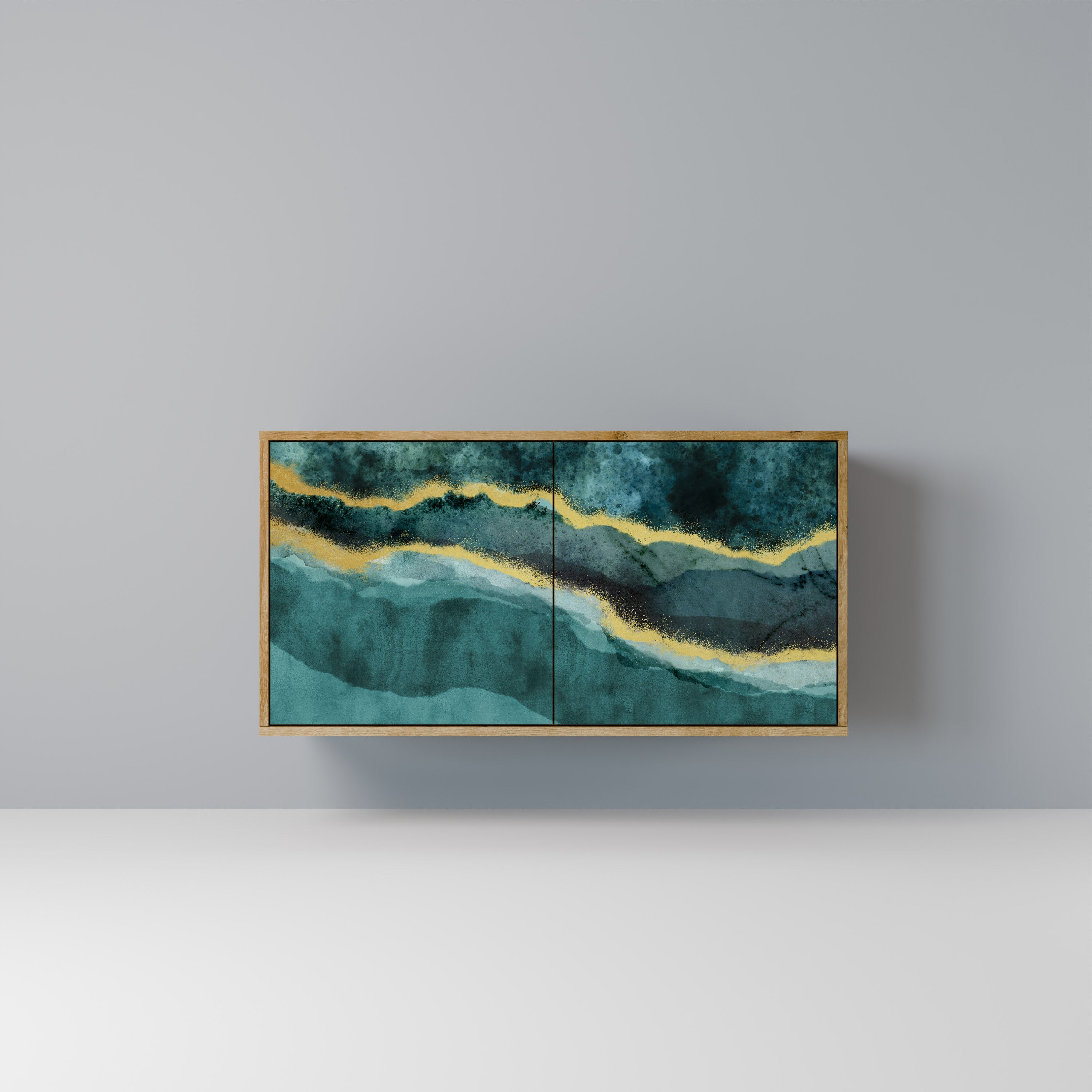 Aparador de 2 puertas GOLDRUSH ODYSSEY con efecto roble