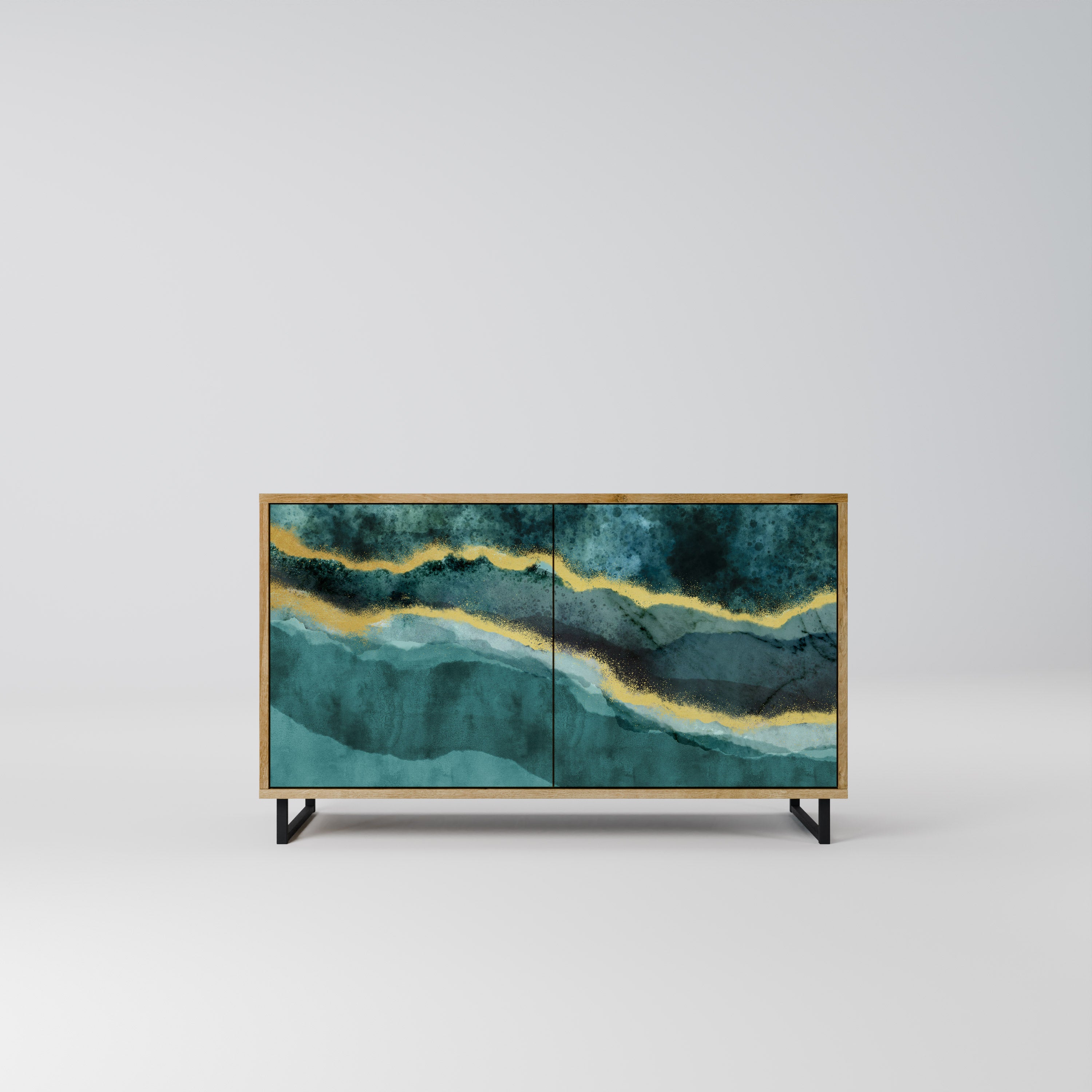 Aparador de 2 puertas GOLDRUSH ODYSSEY con efecto roble