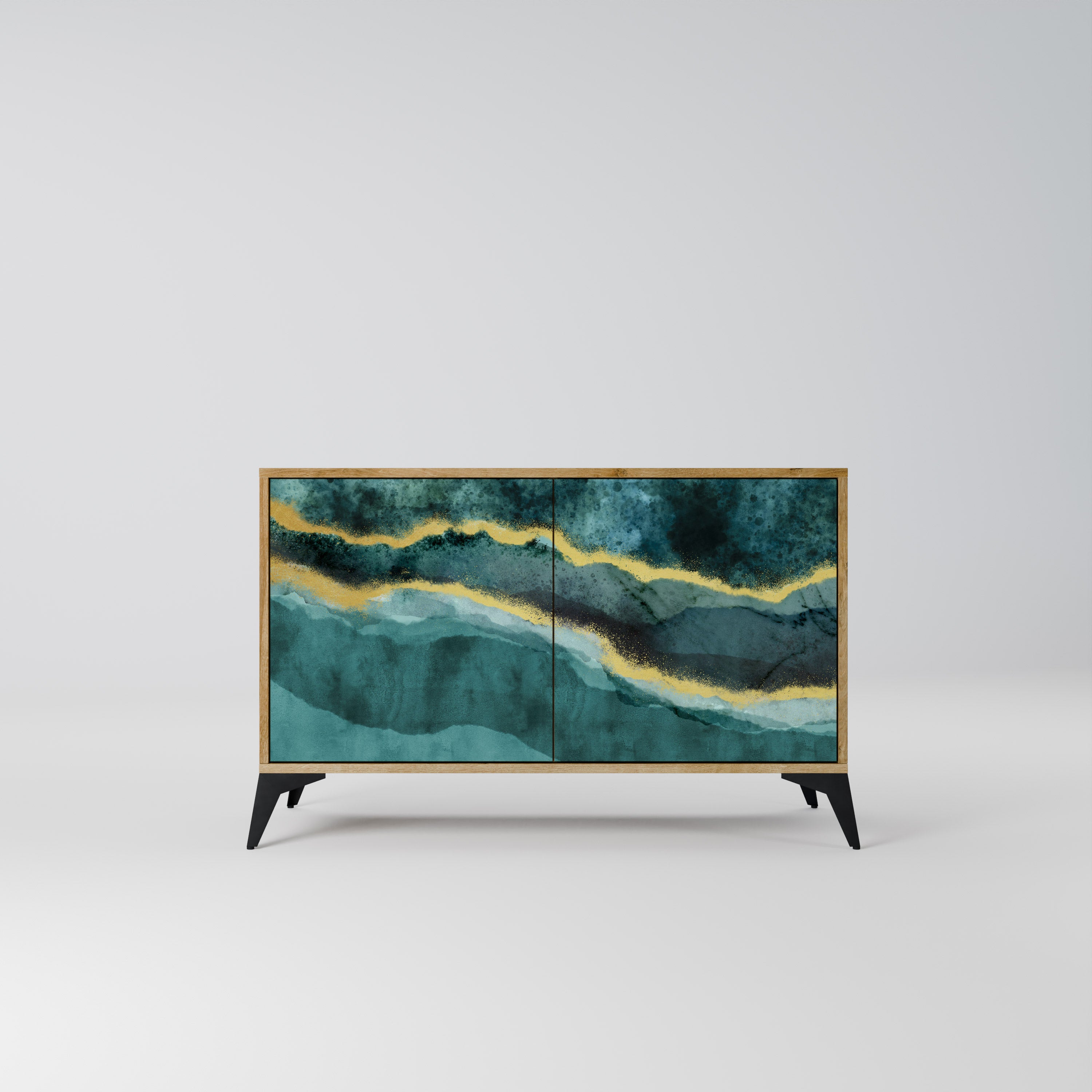 Aparador de 2 puertas GOLDRUSH ODYSSEY con efecto roble