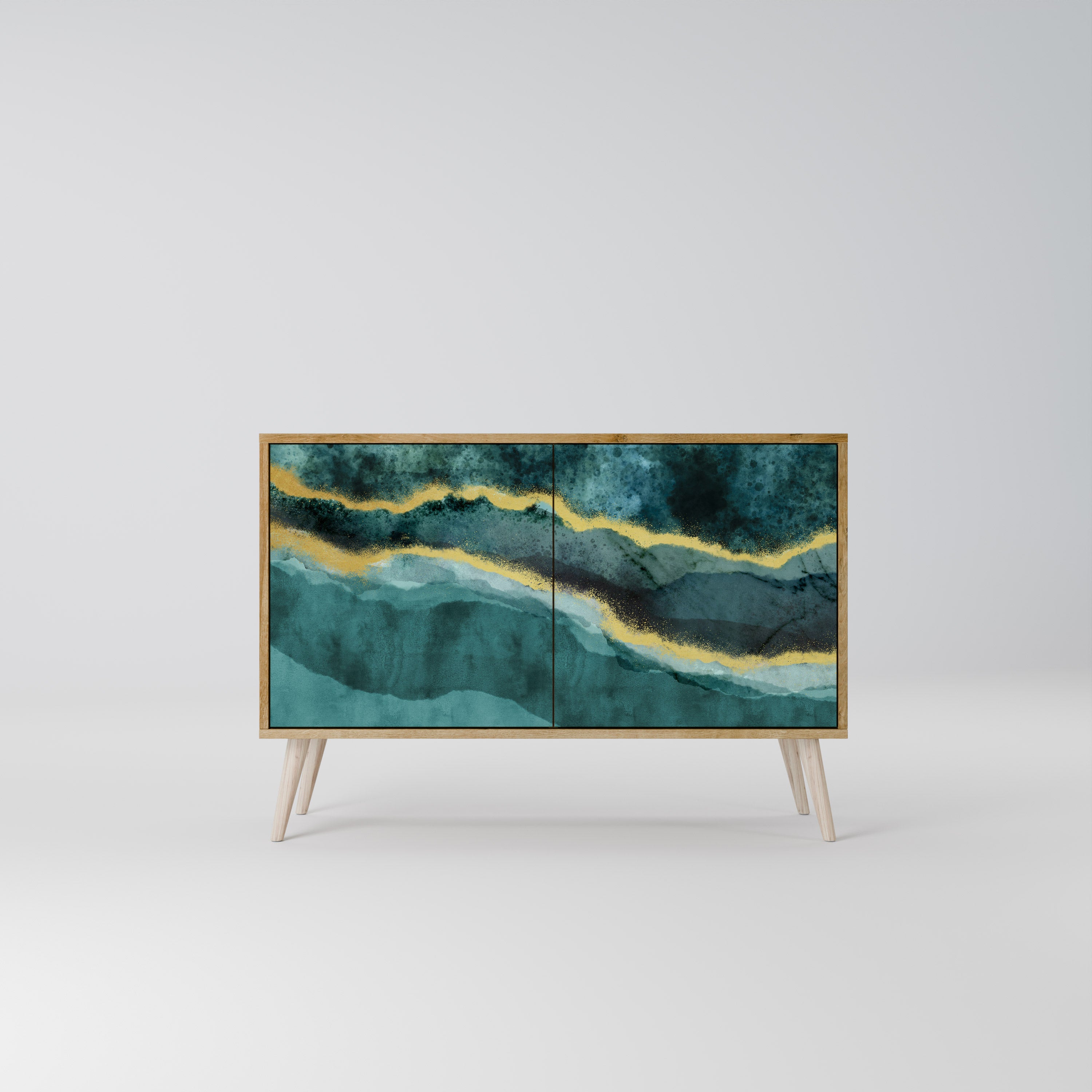 Aparador de 2 puertas GOLDRUSH ODYSSEY con efecto roble