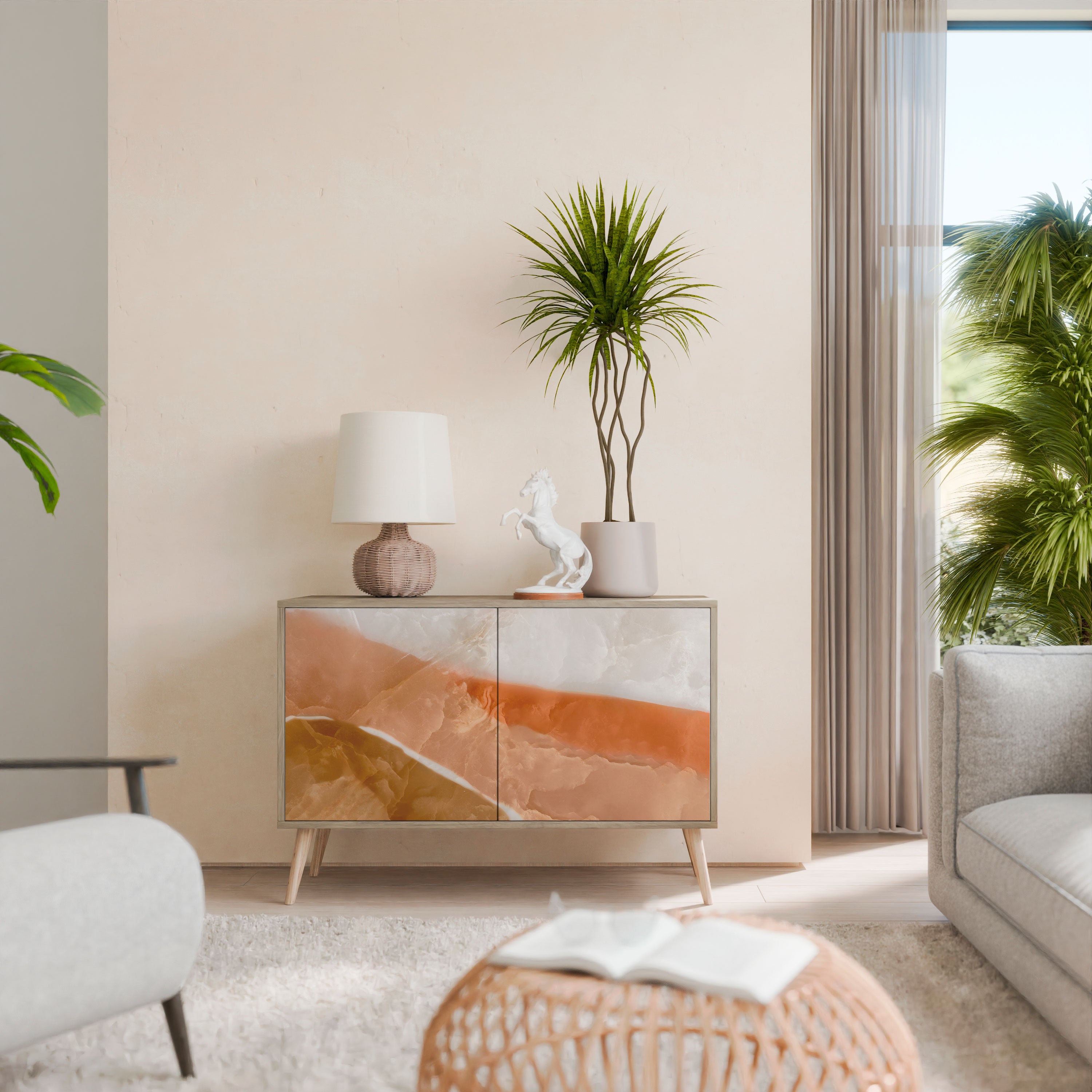 Aparador de 2 puertas Sandhills Splendour con efecto roble