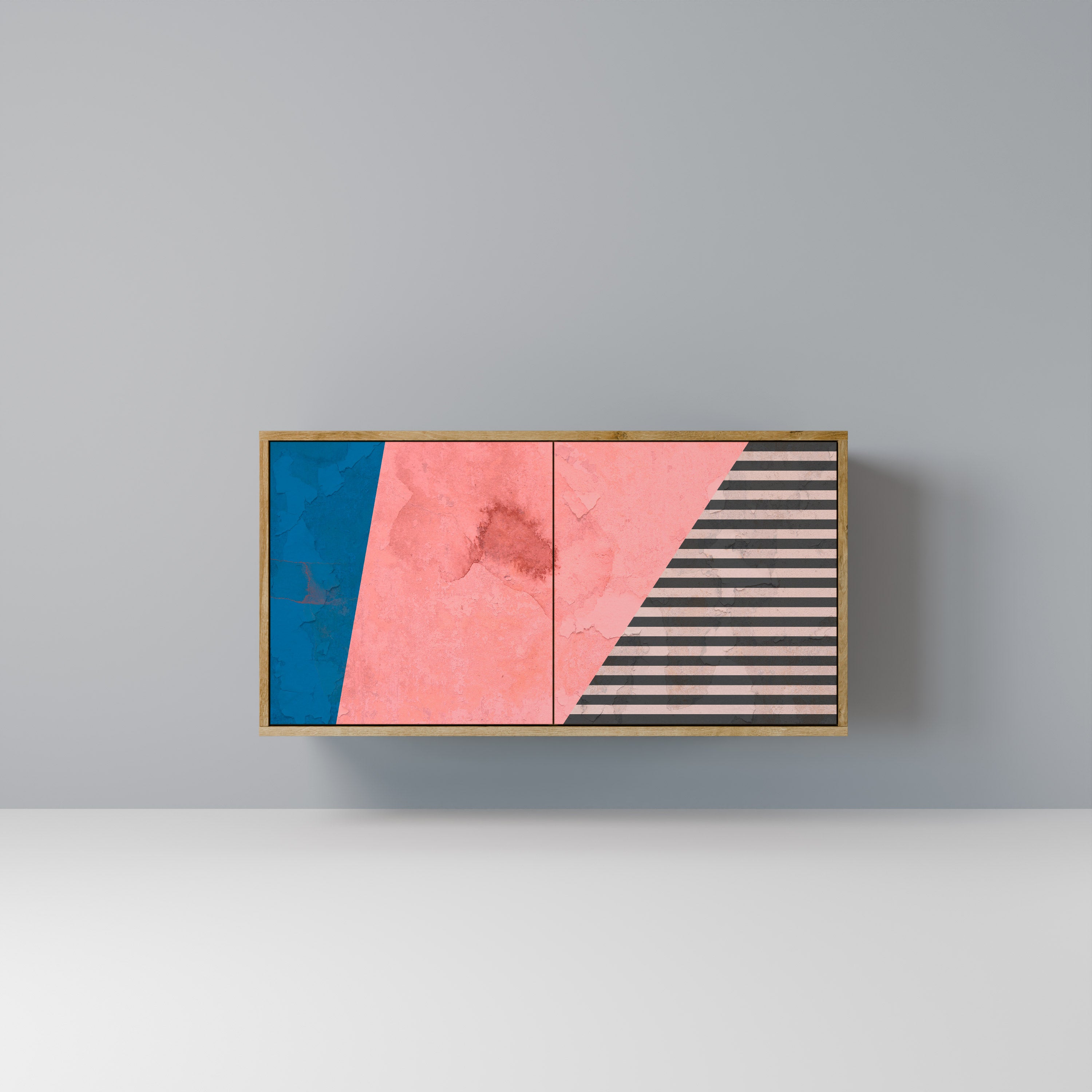 Aparador GLAMOROUS STRIPE de 2 puertas con efecto roble