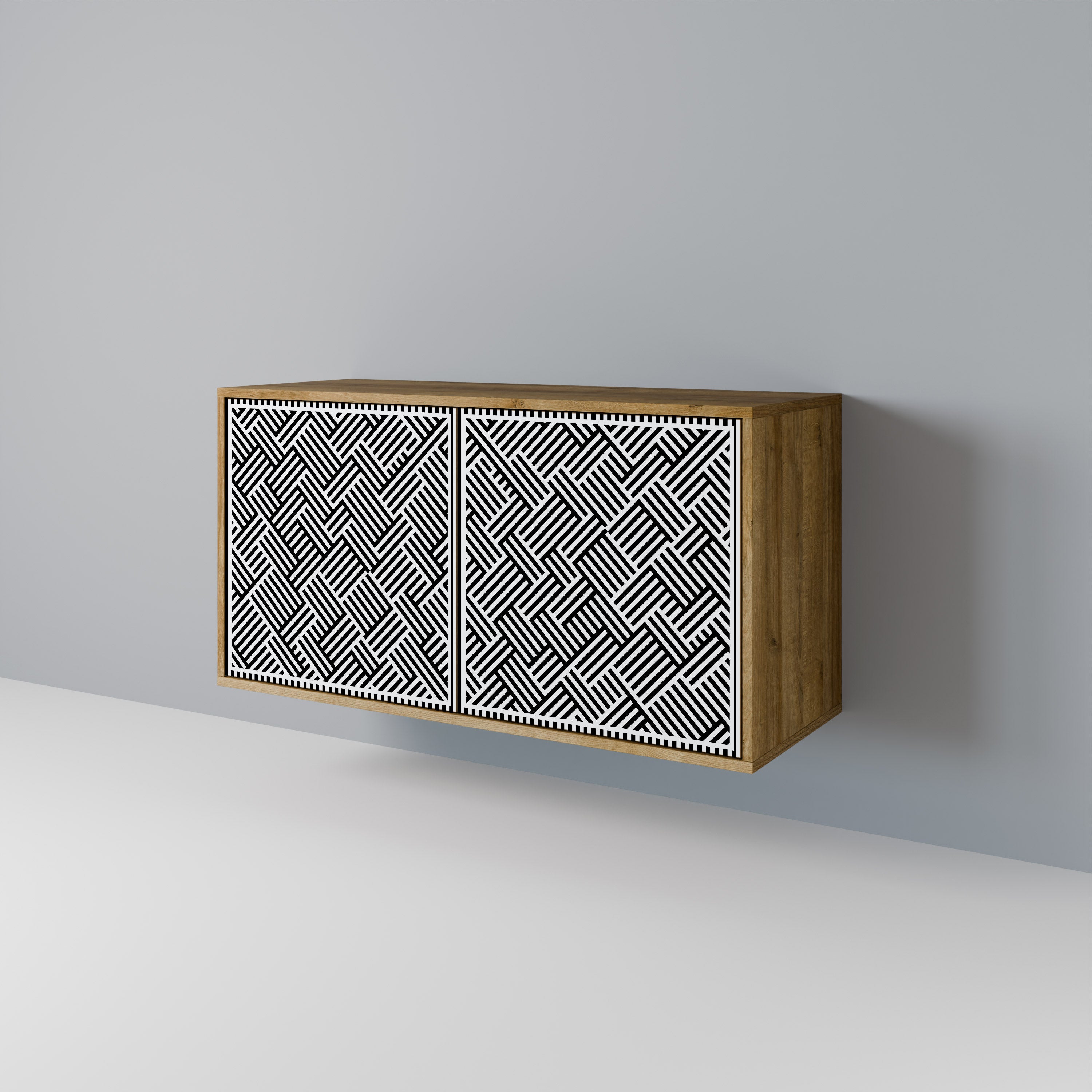 Aparador TEMPORARY SEQUENCE de 2 puertas efecto roble