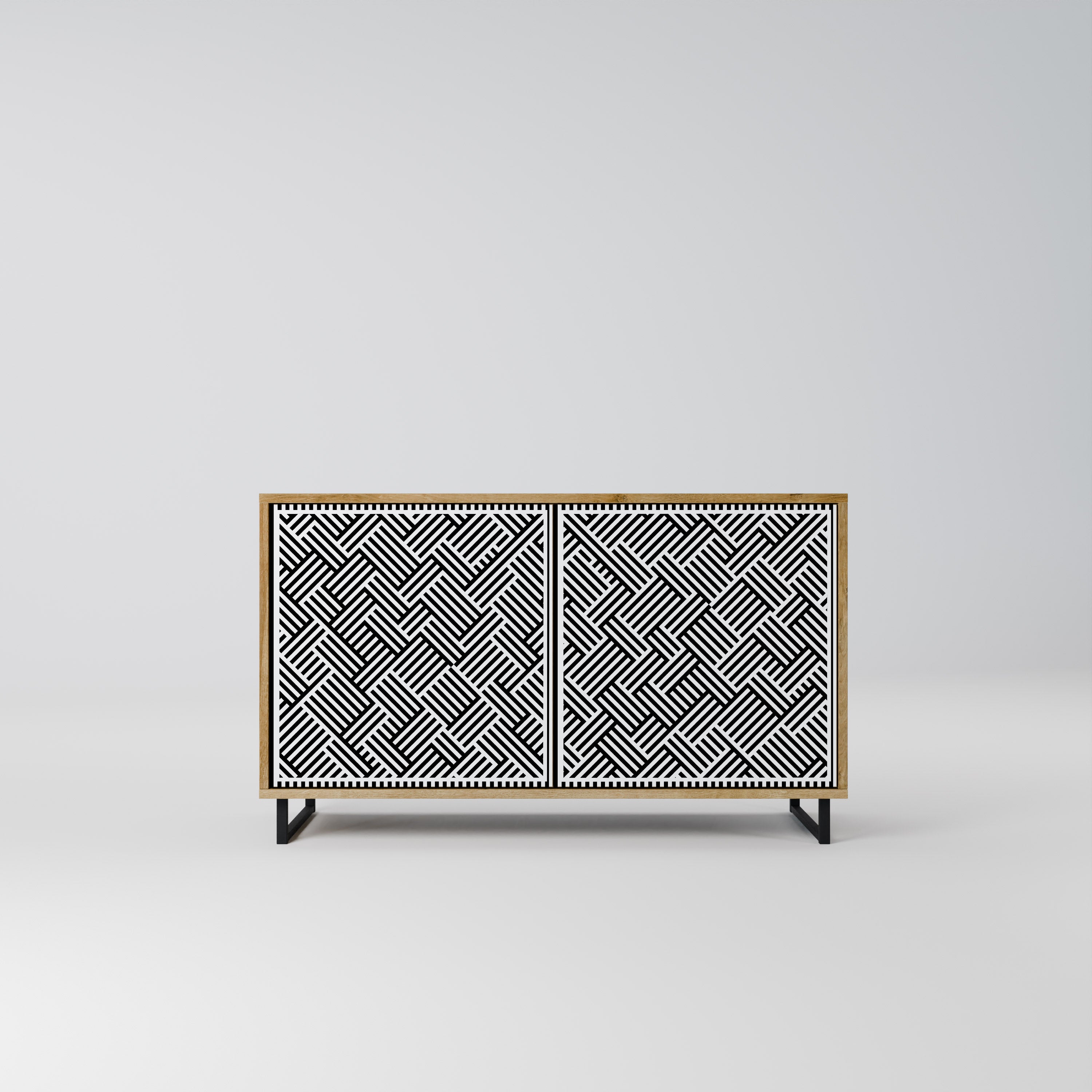 Aparador TEMPORARY SEQUENCE de 2 puertas efecto roble