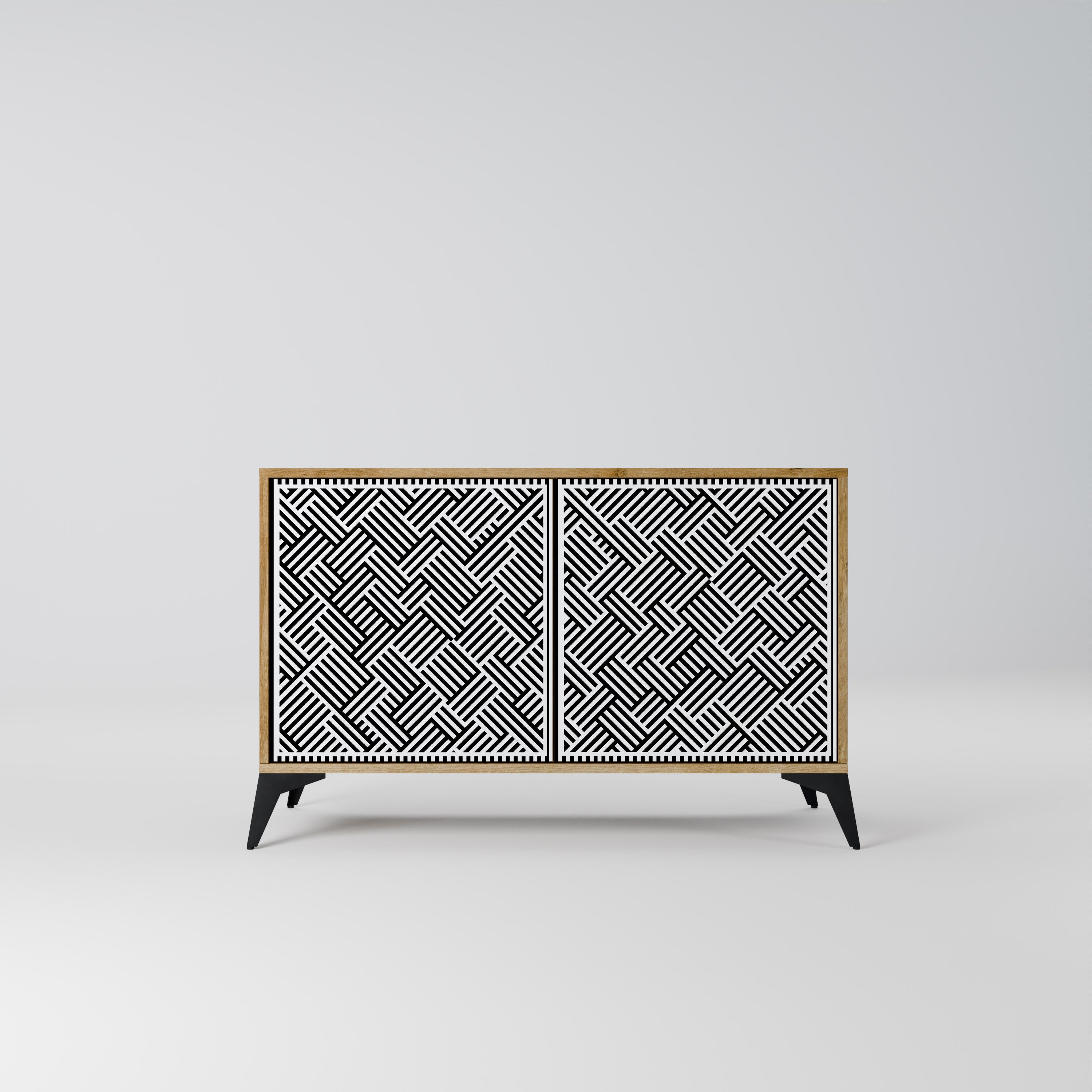 Aparador TEMPORARY SEQUENCE de 2 puertas efecto roble