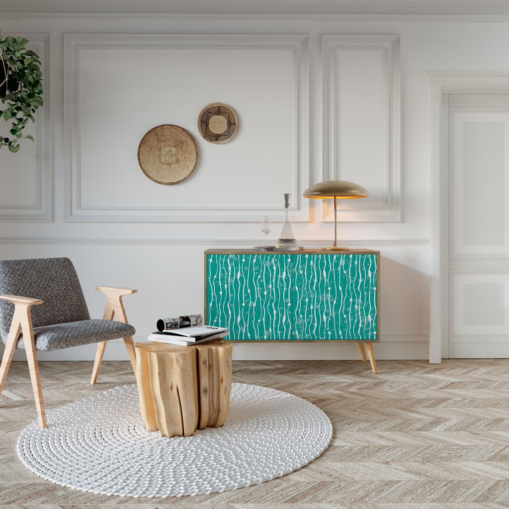 TURQUOISE RAIN 2-Door Sideboard in Oak Effect