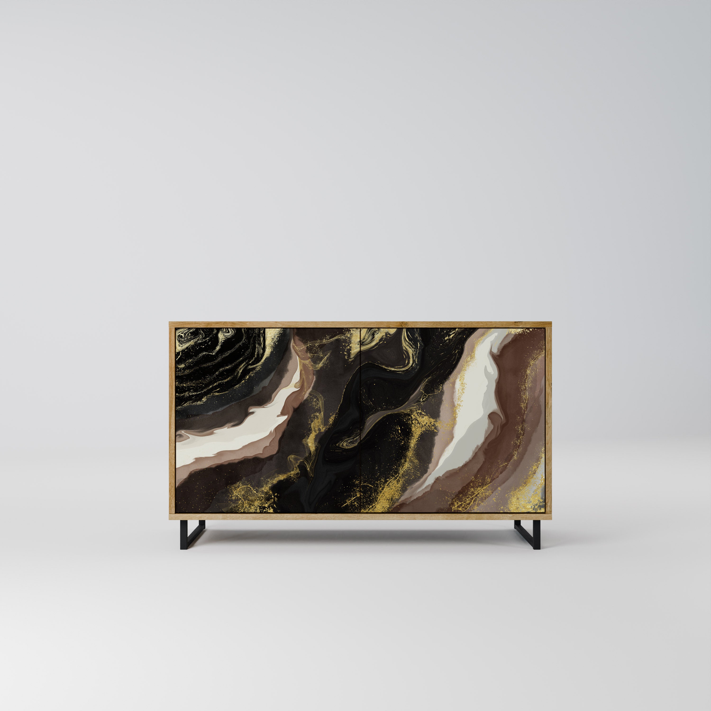 Aparador GOLD DUST de 2 puertas con efecto roble