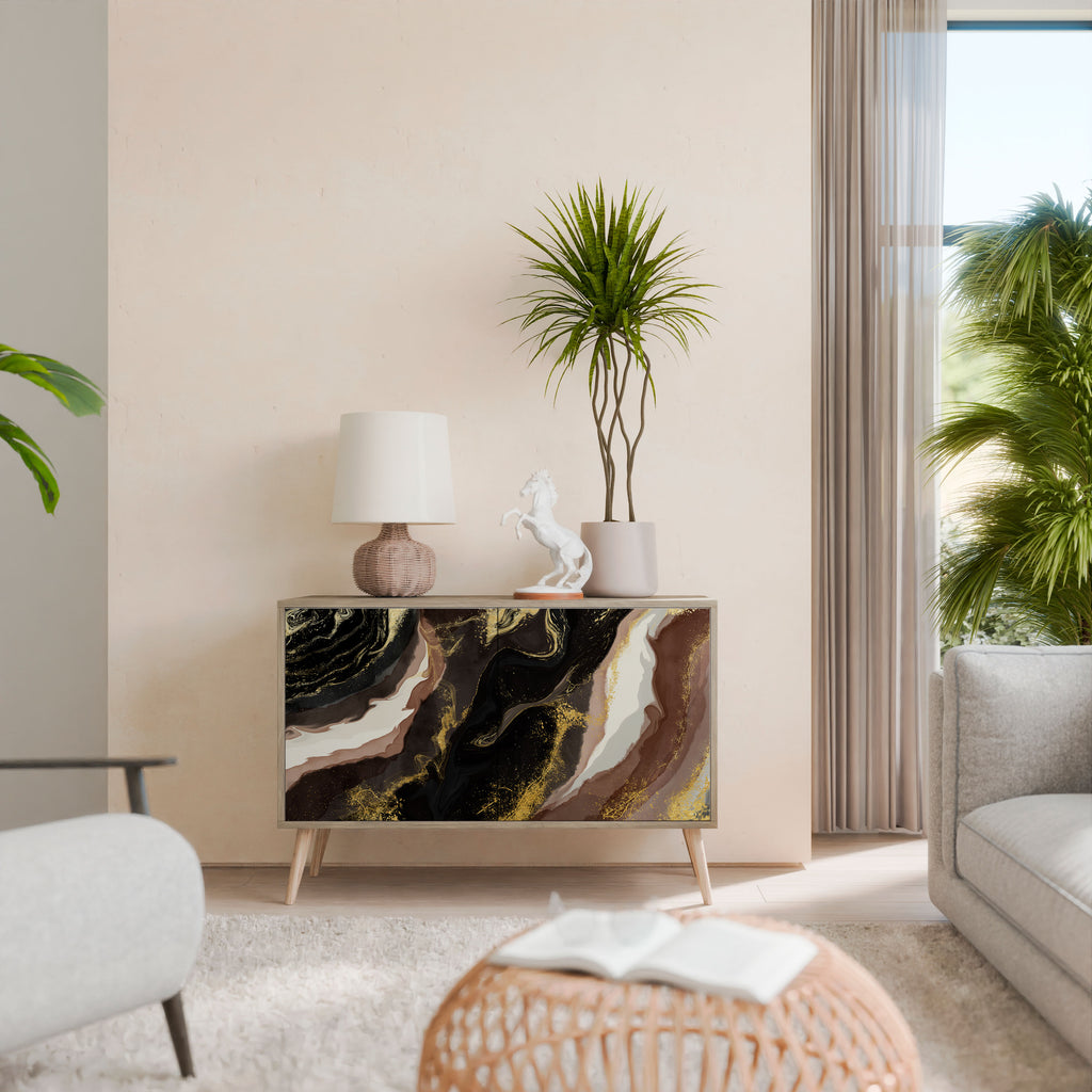 Aparador GOLD DUST de 2 puertas con efecto roble