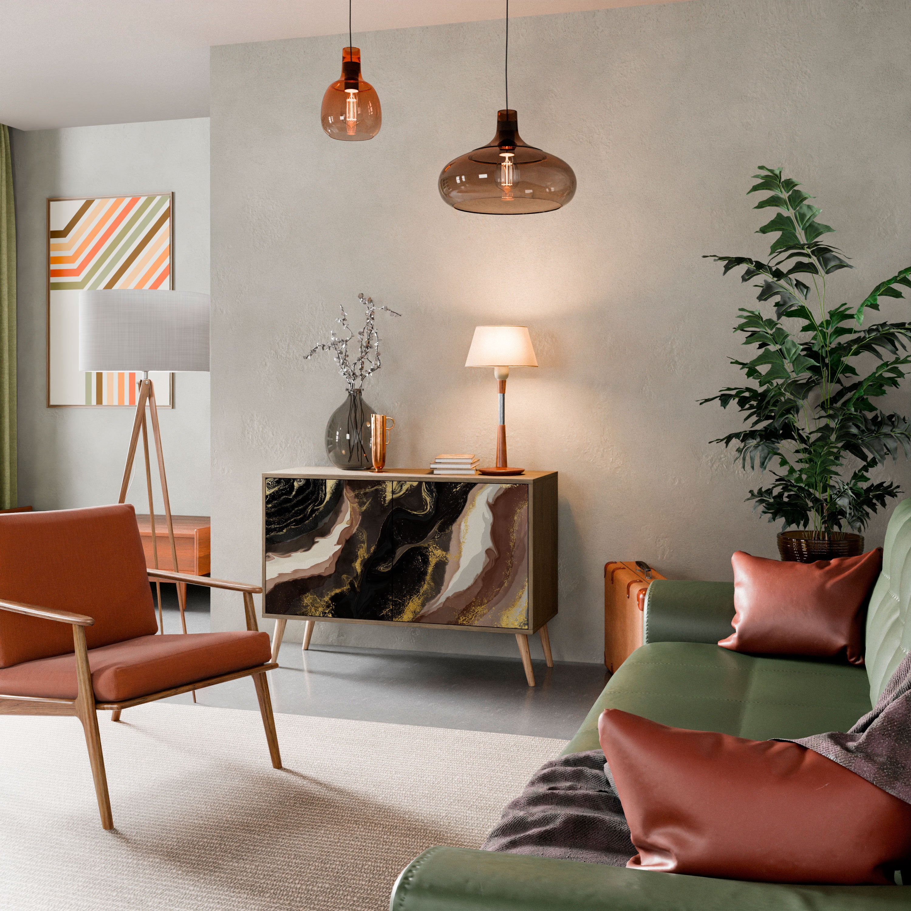 Aparador GOLD DUST de 2 puertas con efecto roble