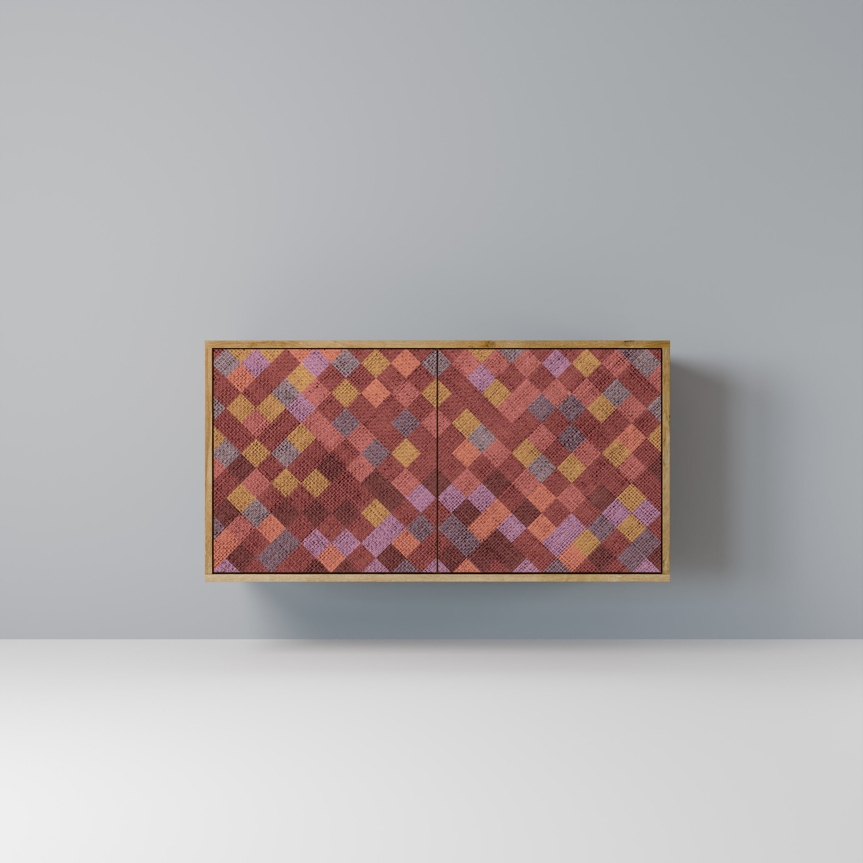 Aparador de 2 puertas PAINTED SQUARES efecto roble