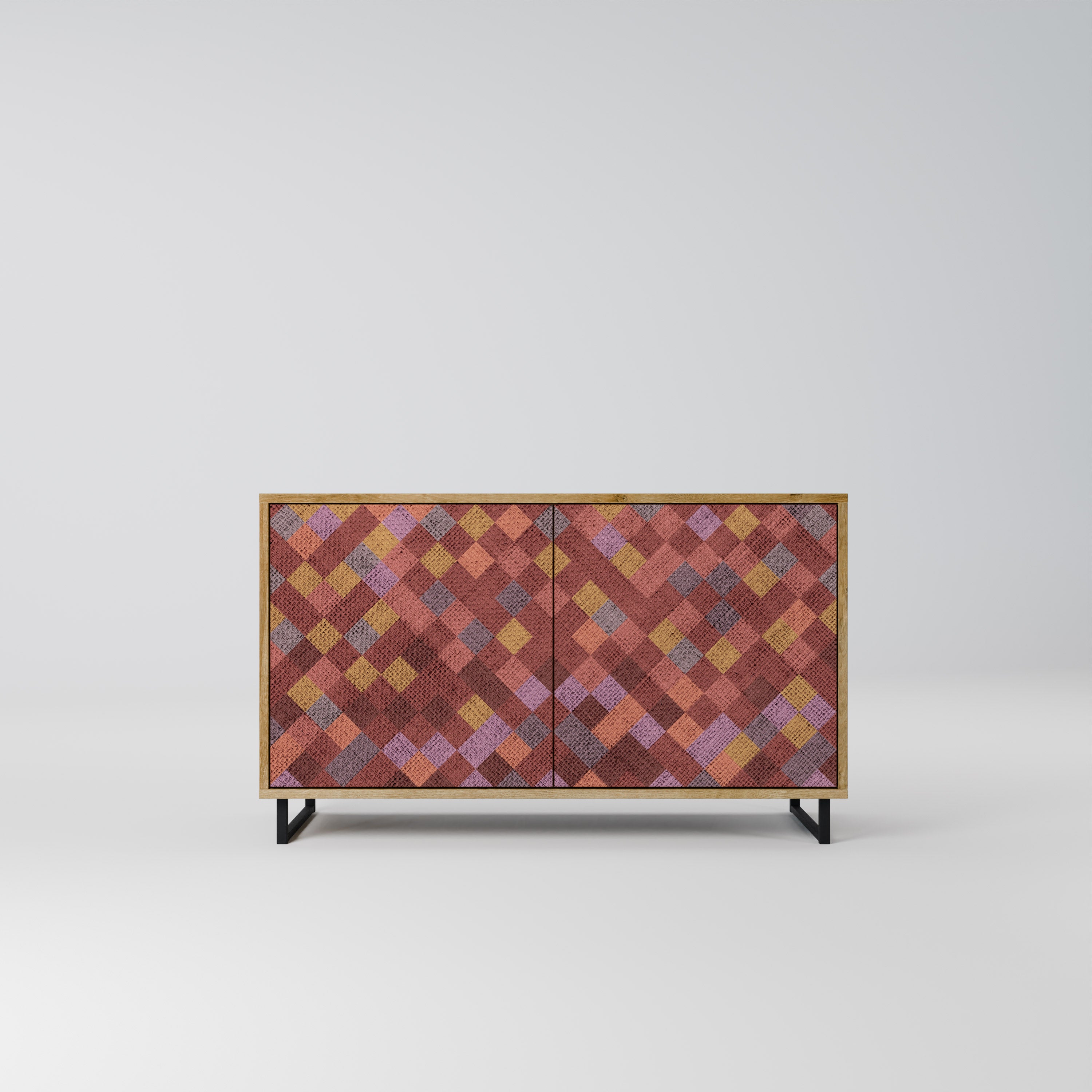 Aparador de 2 puertas PAINTED SQUARES efecto roble