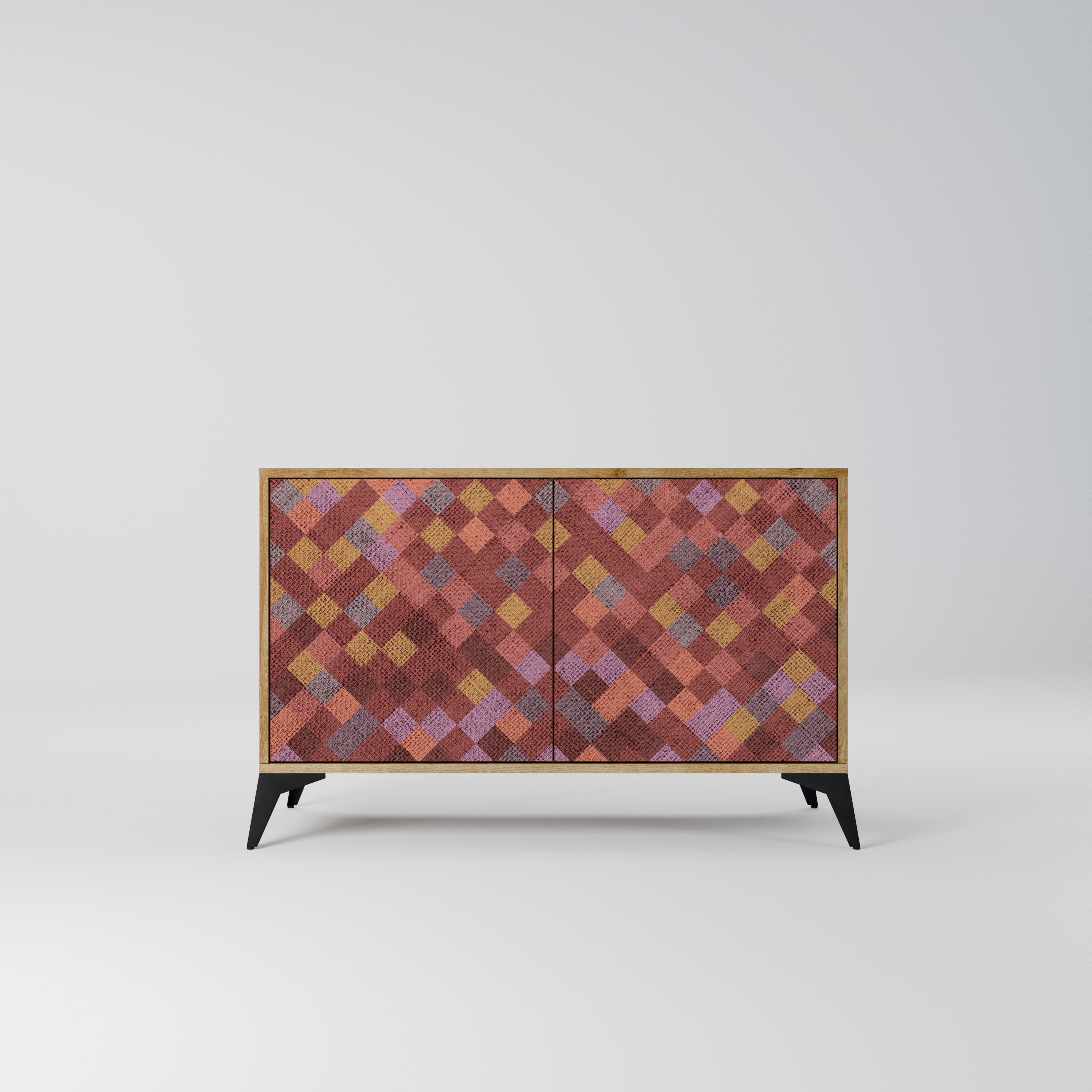 Aparador de 2 puertas PAINTED SQUARES efecto roble