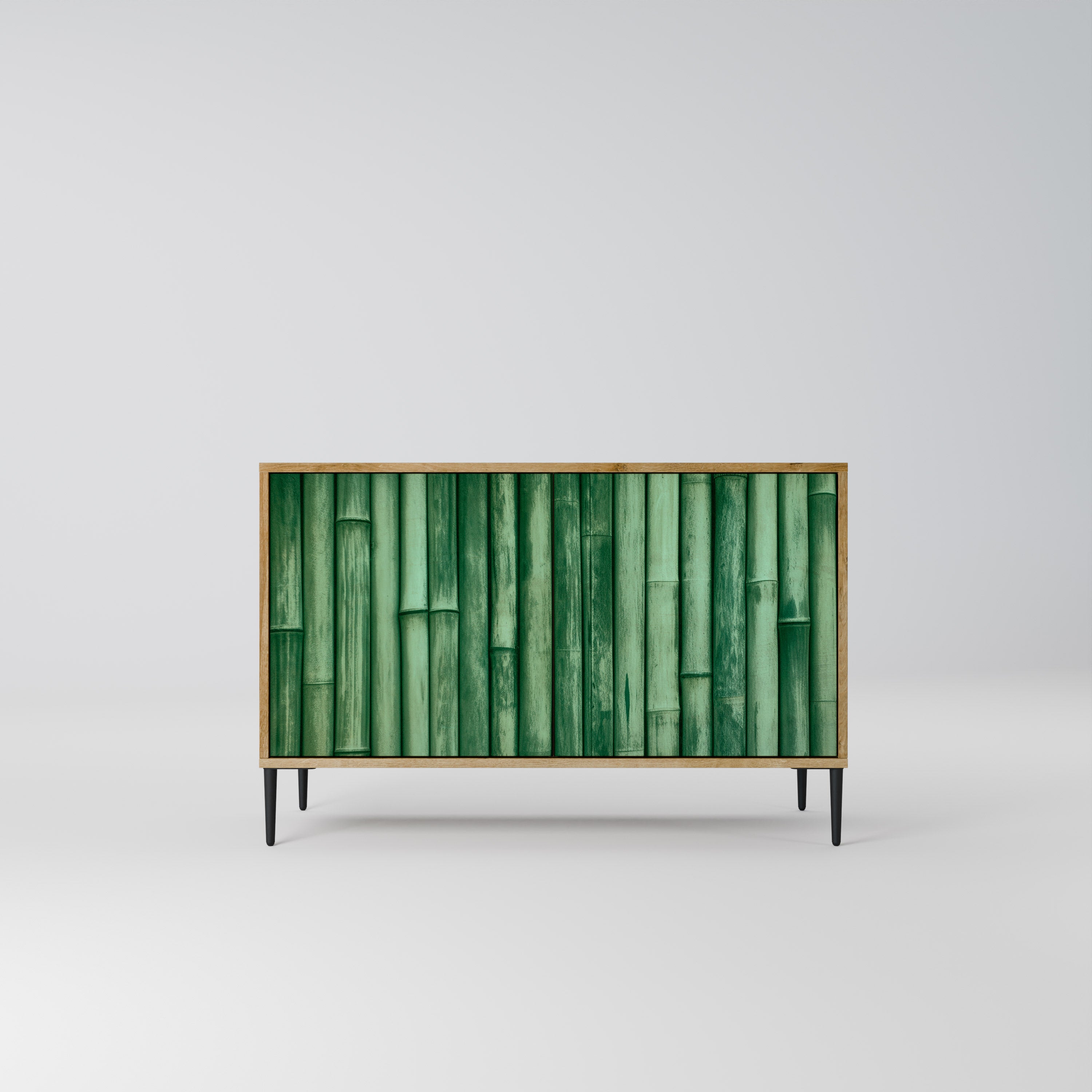 Aparador de 2 puertas VERDE NATURAL con efecto roble