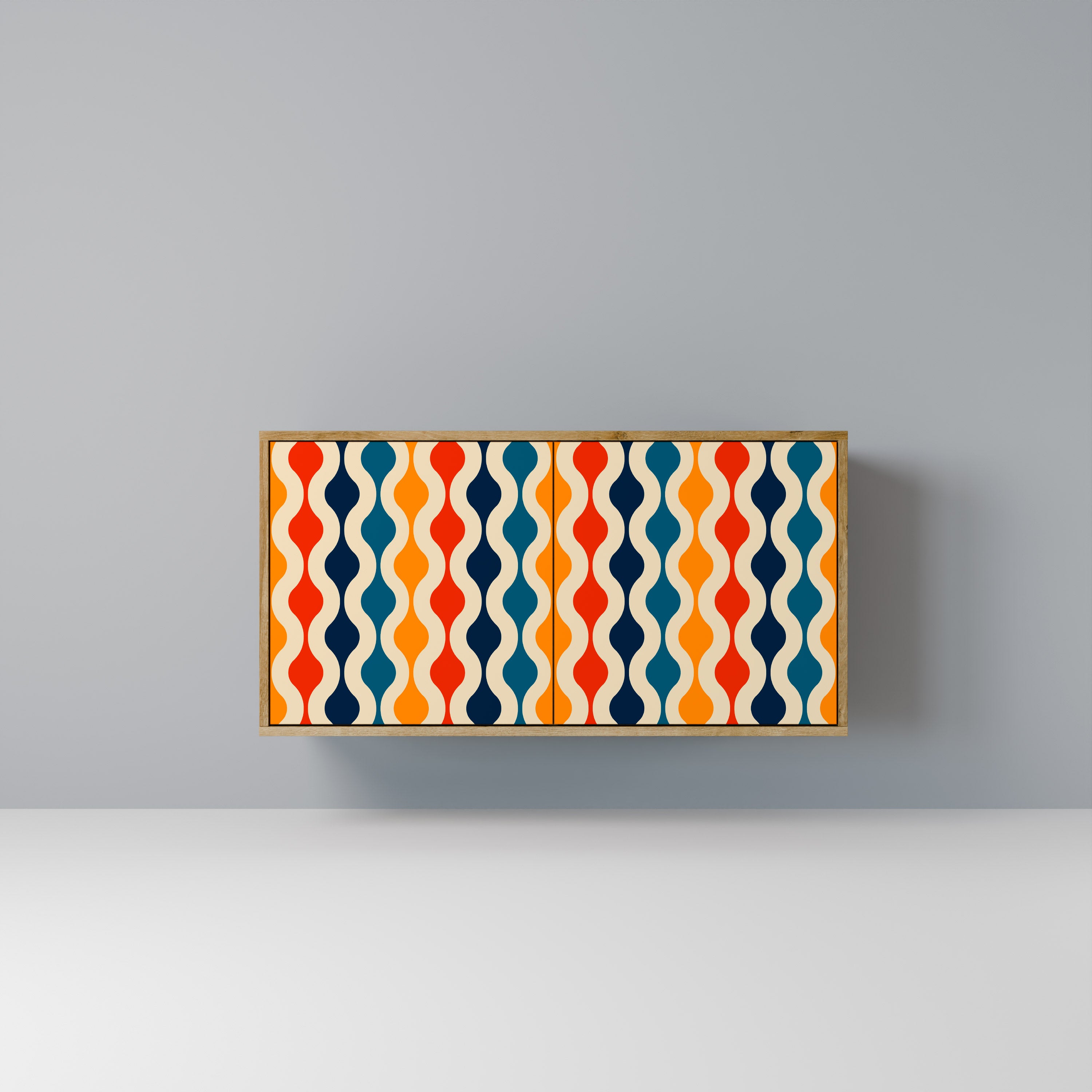 Aparador de 2 puertas con efecto roble NOSTALGIA COLORIDA