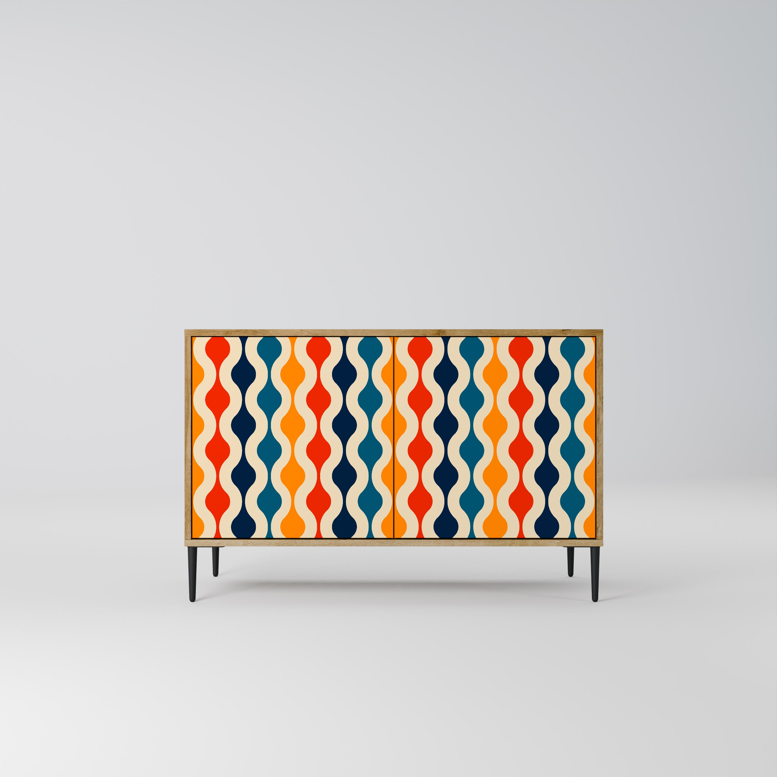 Aparador de 2 puertas con efecto roble NOSTALGIA COLORIDA