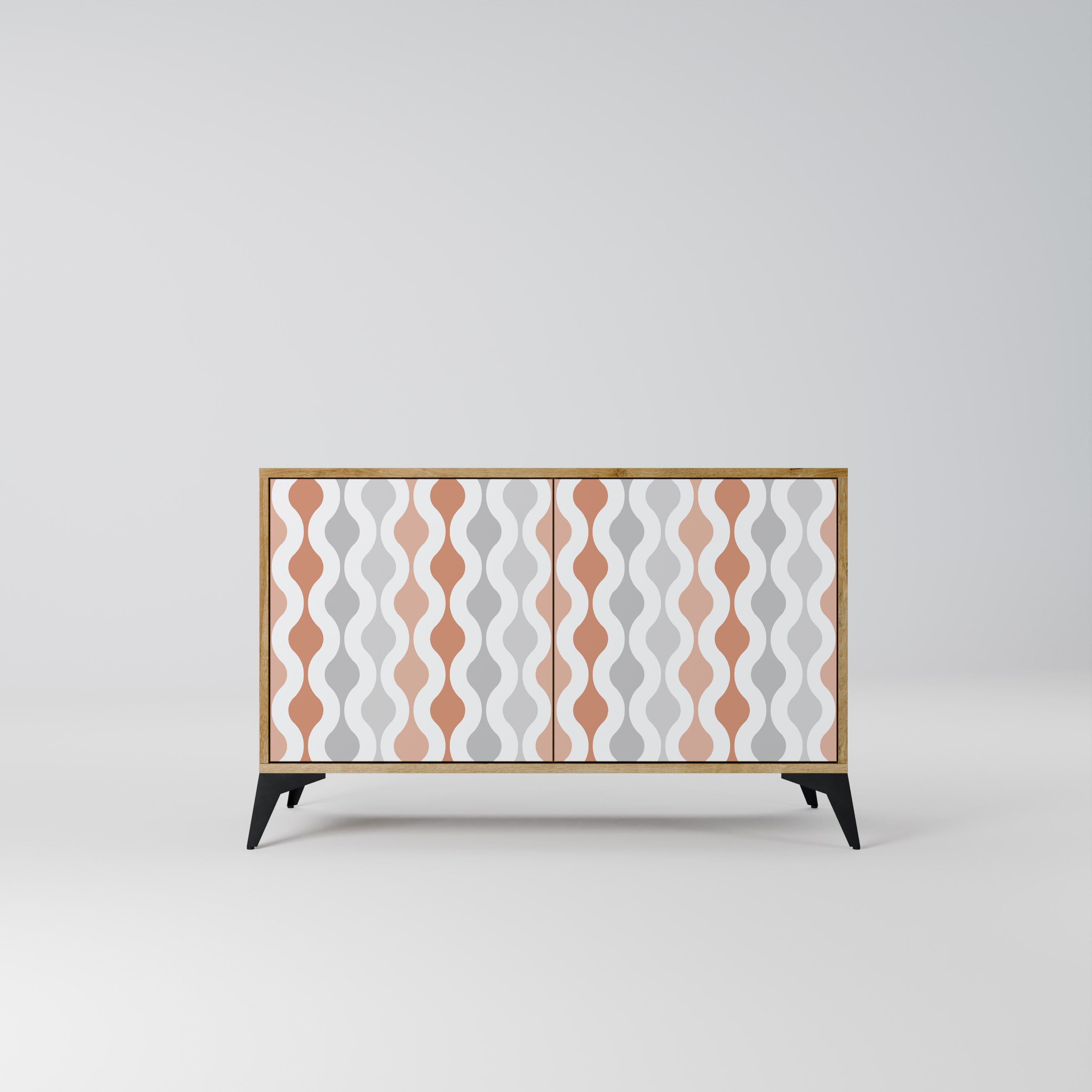 Aparador de 2 puertas HAZY NOSTALGIA con efecto roble