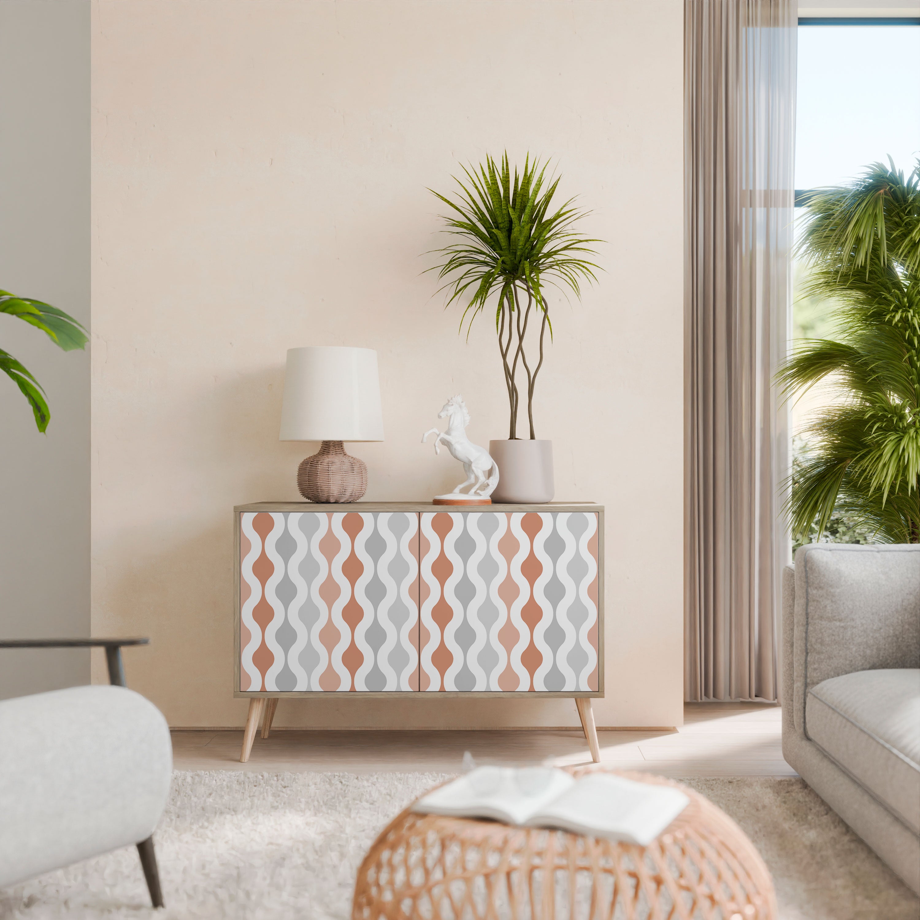 Aparador de 2 puertas HAZY NOSTALGIA con efecto roble