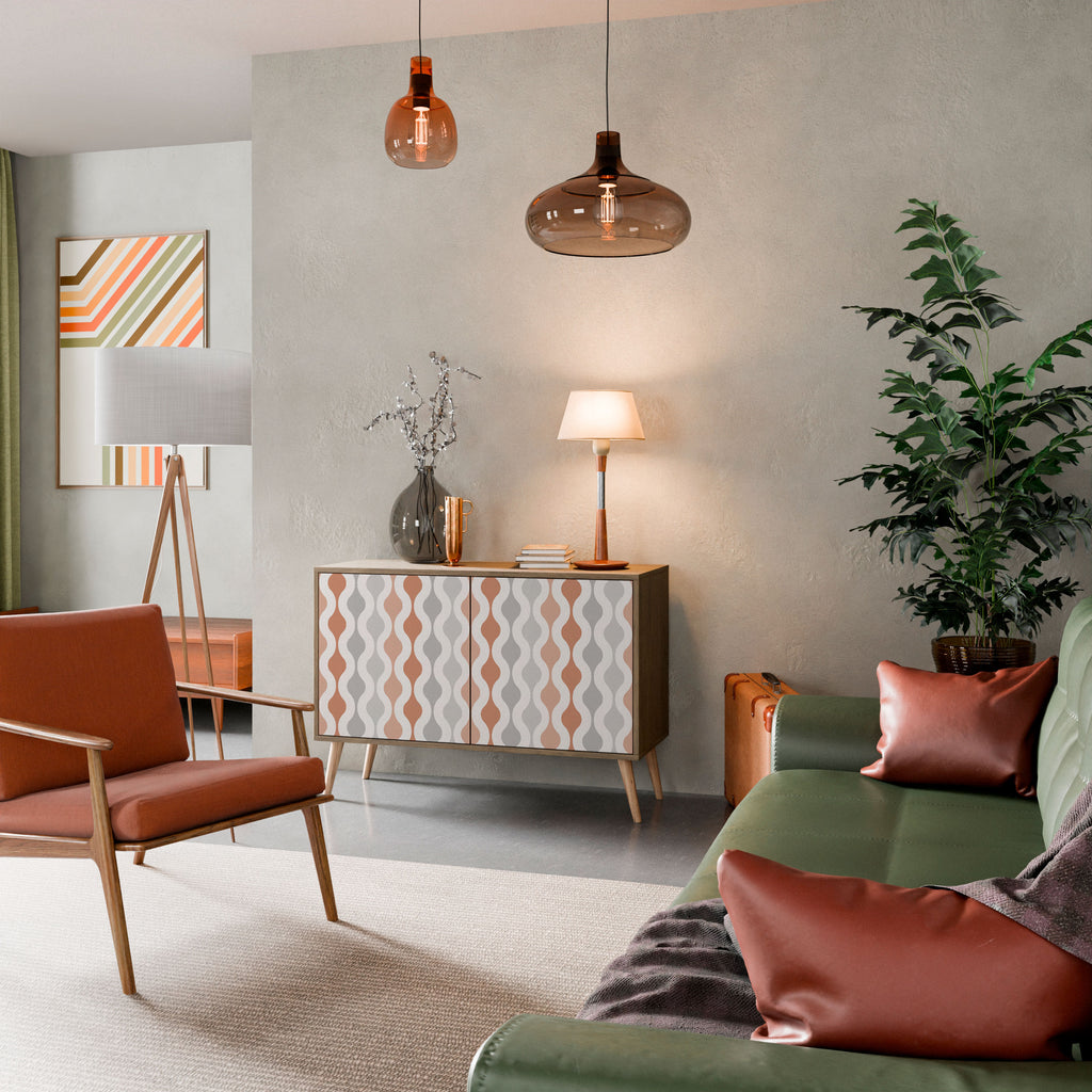 Aparador de 2 puertas HAZY NOSTALGIA con efecto roble