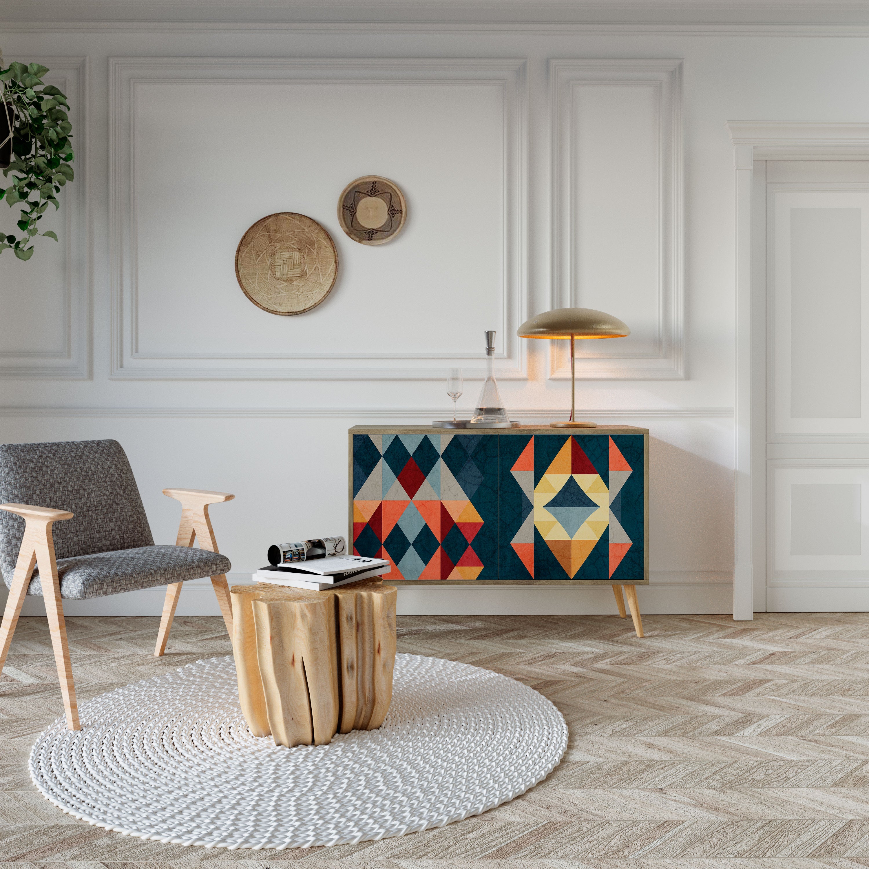 Aparador de 2 puertas CRACKED ILLUSION efecto roble