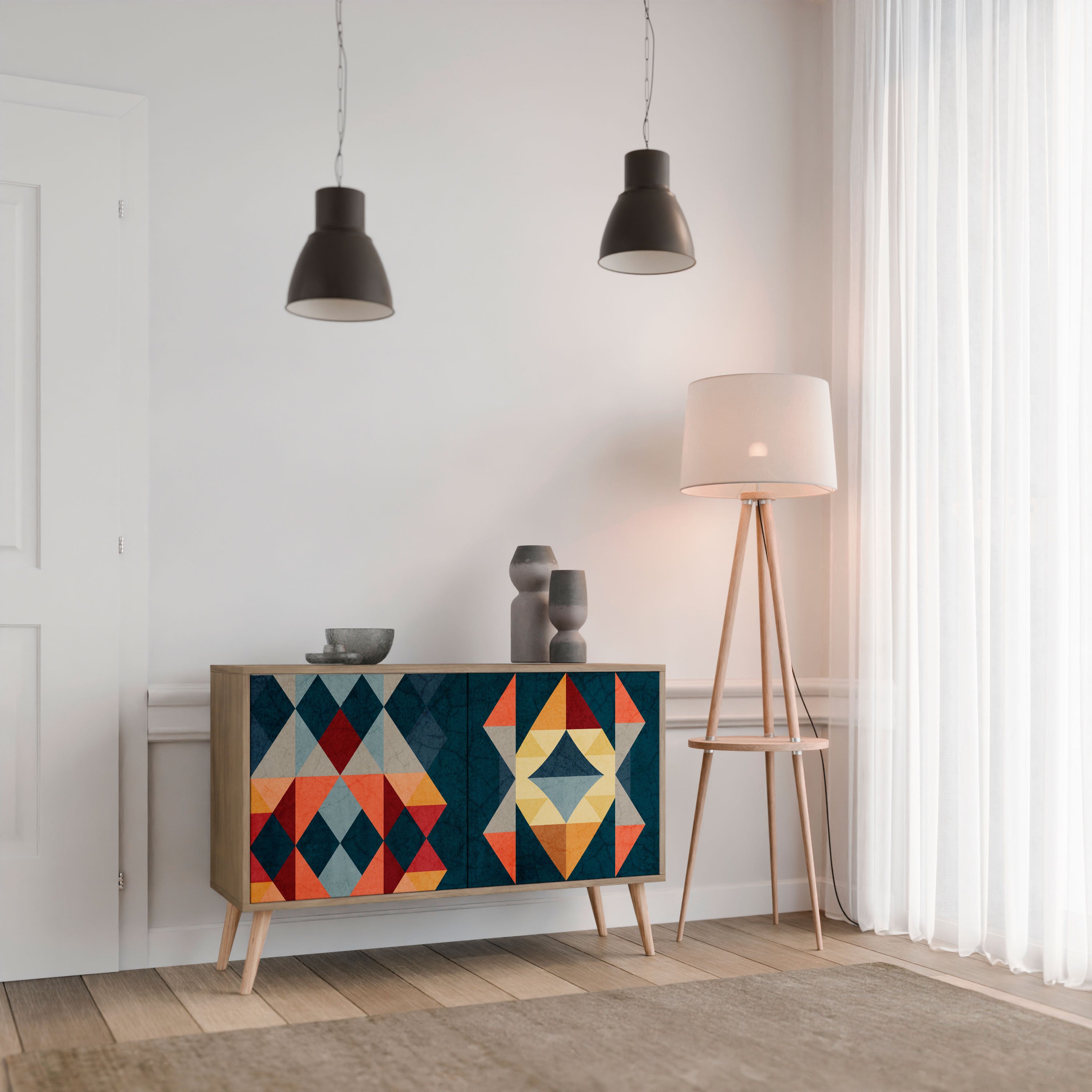 Aparador de 2 puertas CRACKED ILLUSION efecto roble