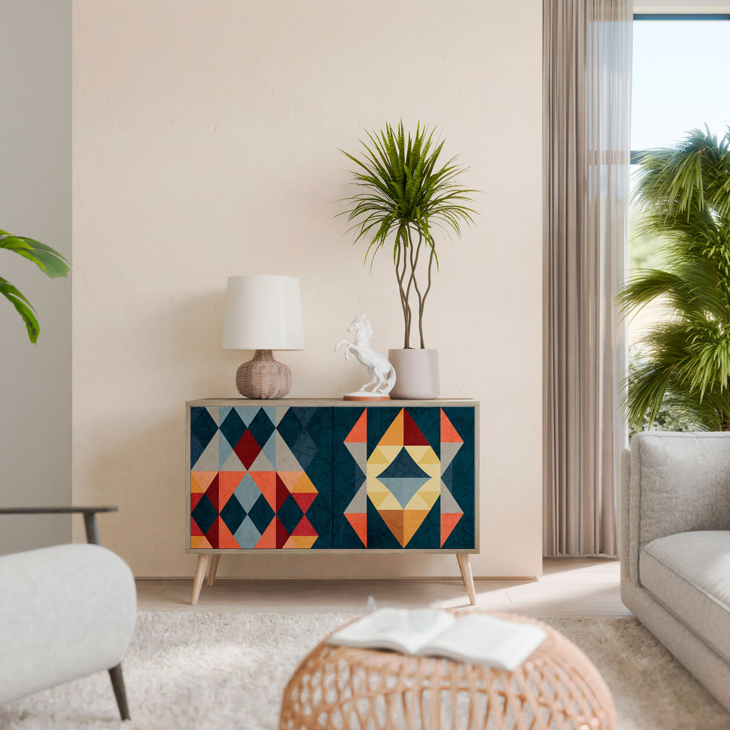 Aparador de 2 puertas CRACKED ILLUSION efecto roble