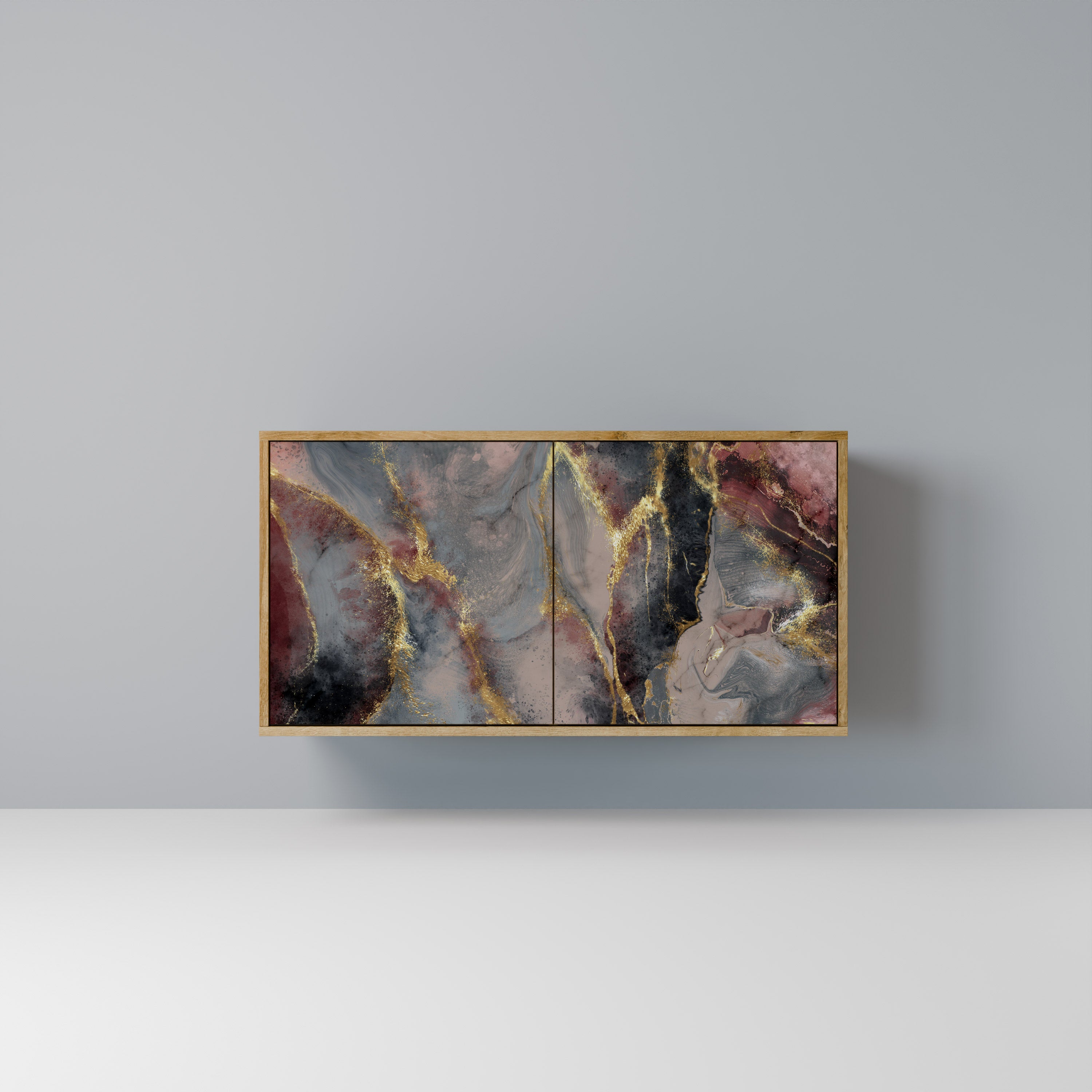 Aparador GOLDEN TIDES de 2 puertas con efecto roble