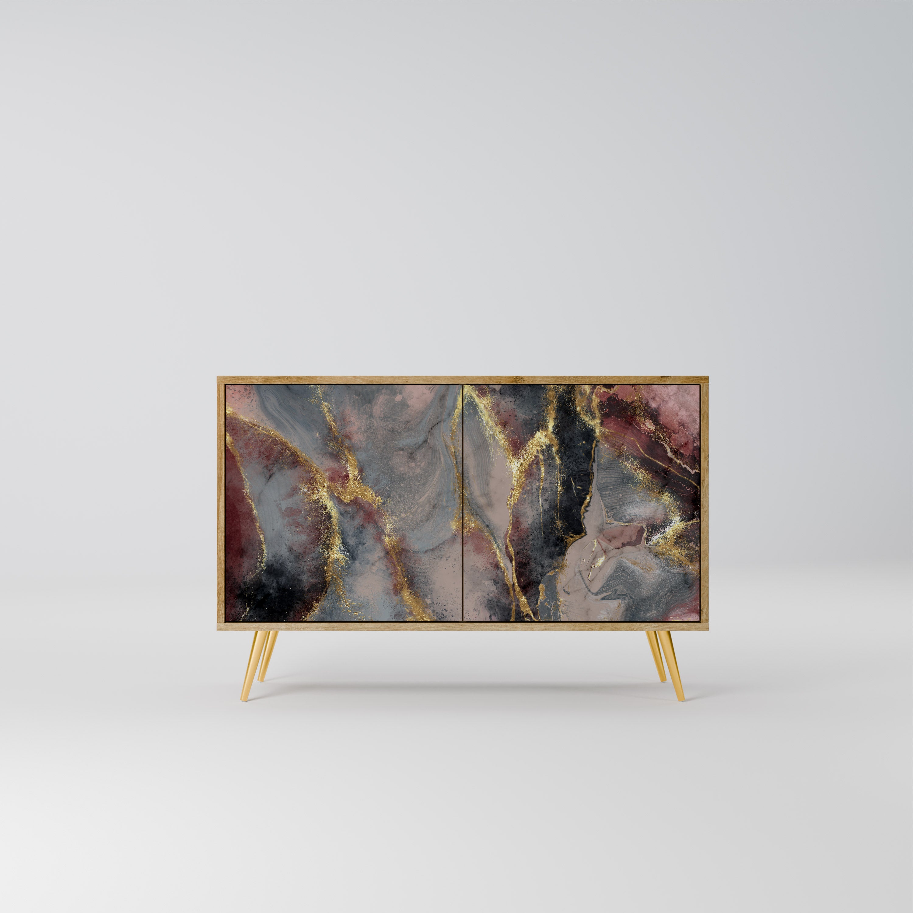 Aparador GOLDEN TIDES de 2 puertas con efecto roble