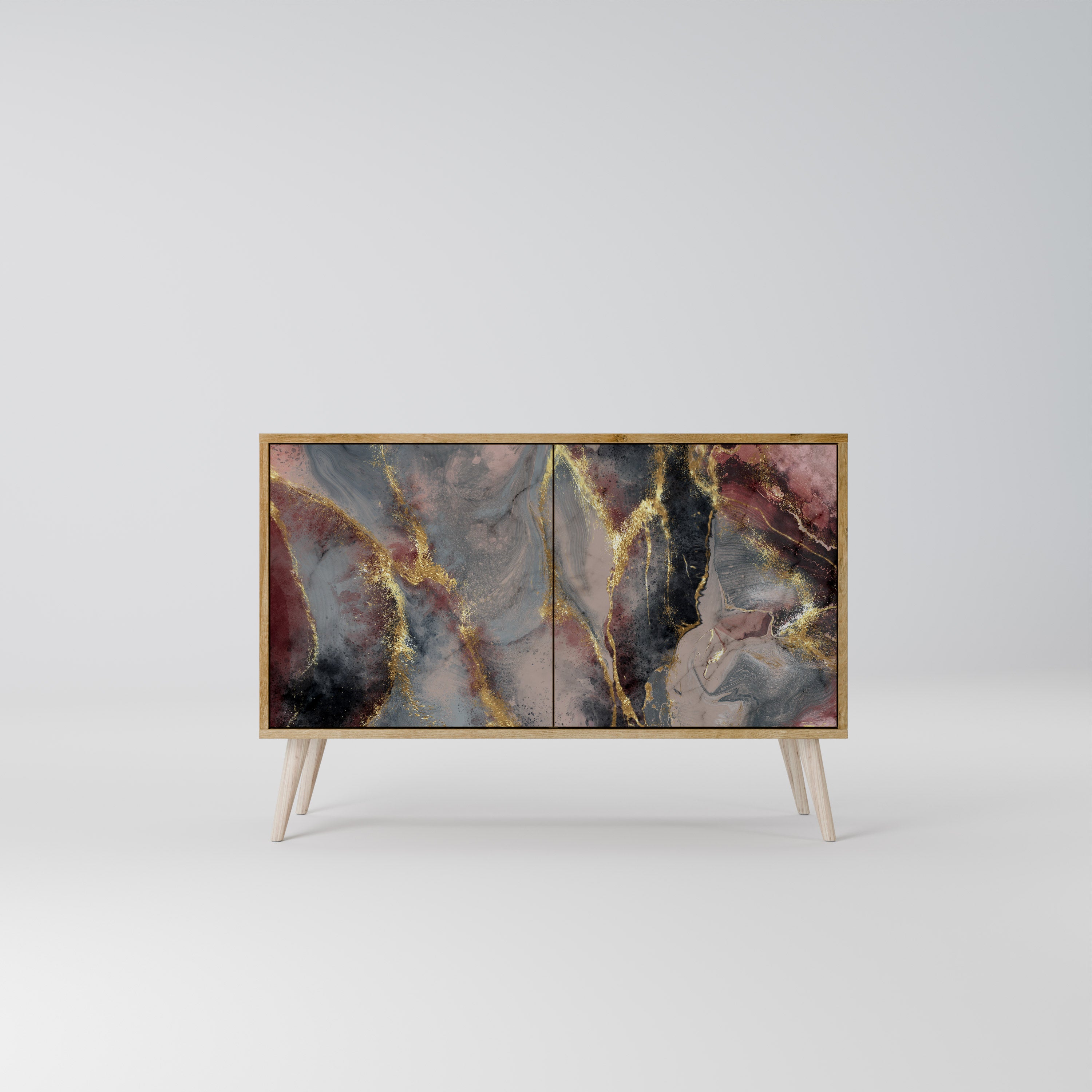 Aparador GOLDEN TIDES de 2 puertas con efecto roble