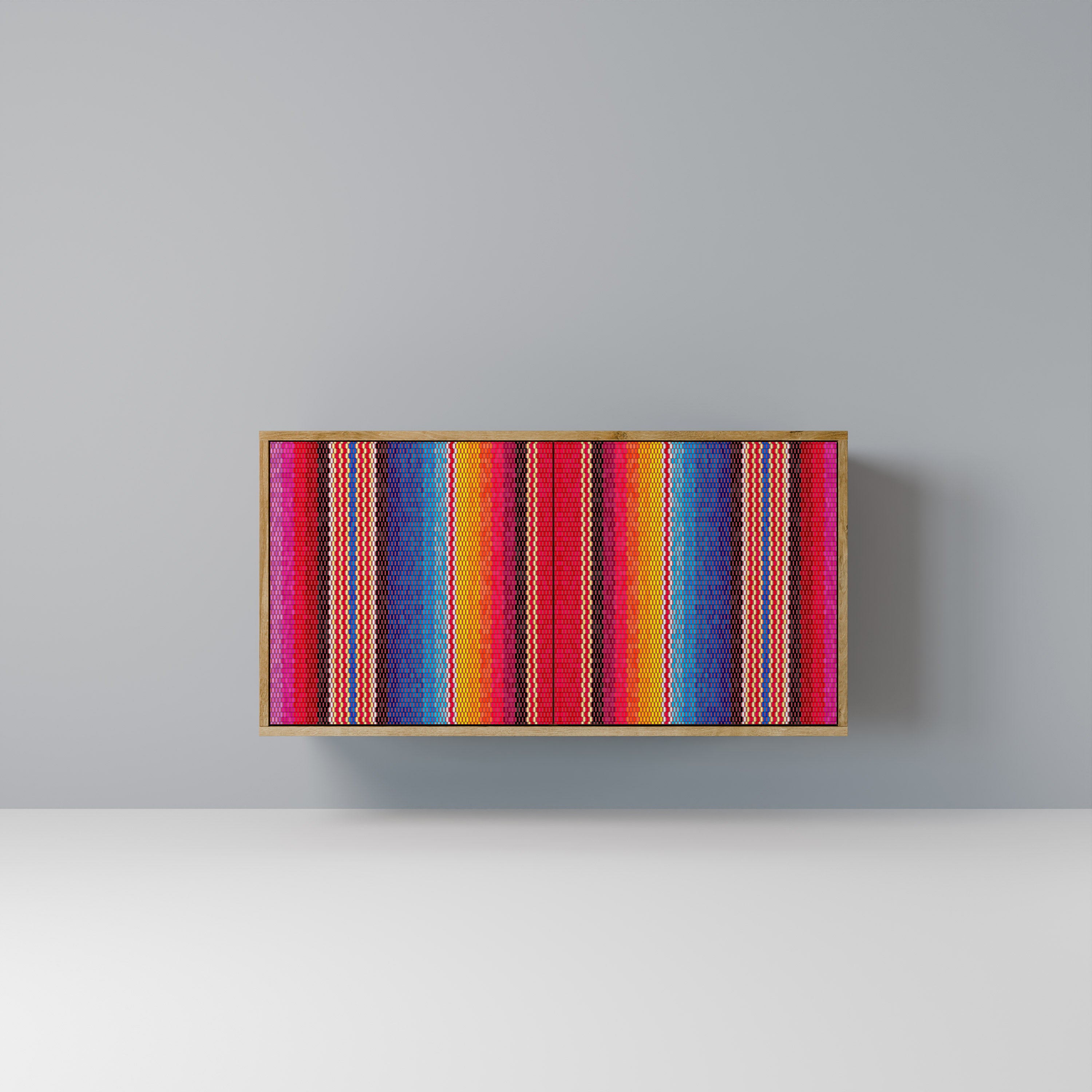 Aparador ÉTNICO MEXICANO de 2 puertas con efecto roble