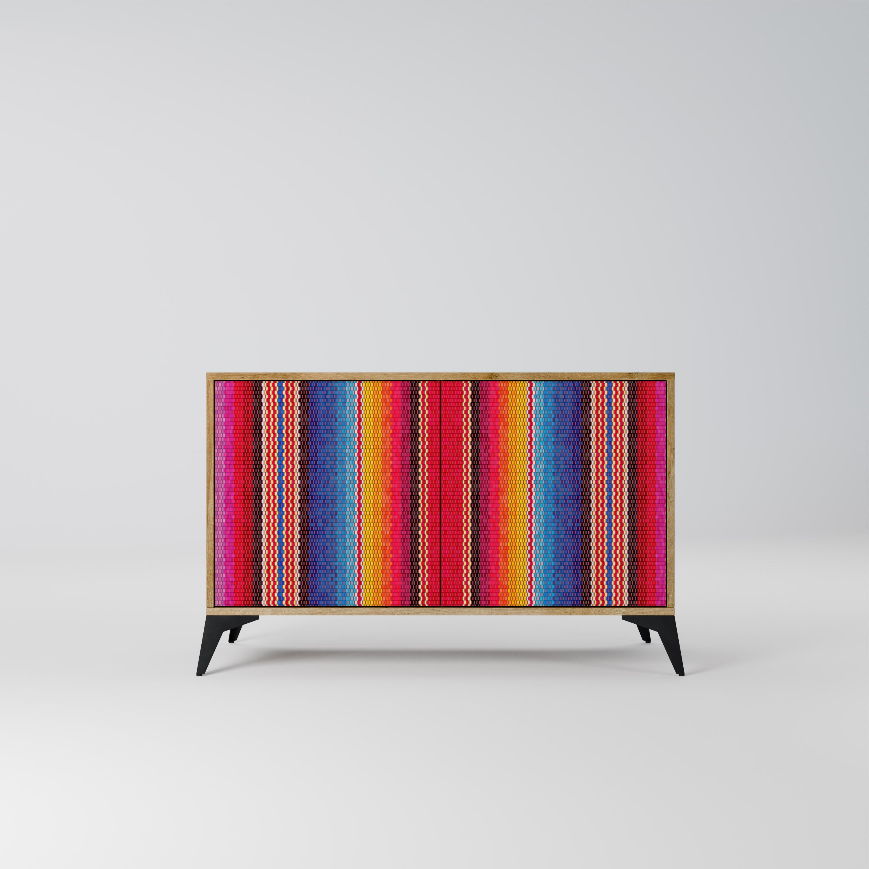 Aparador ÉTNICO MEXICANO de 2 puertas con efecto roble