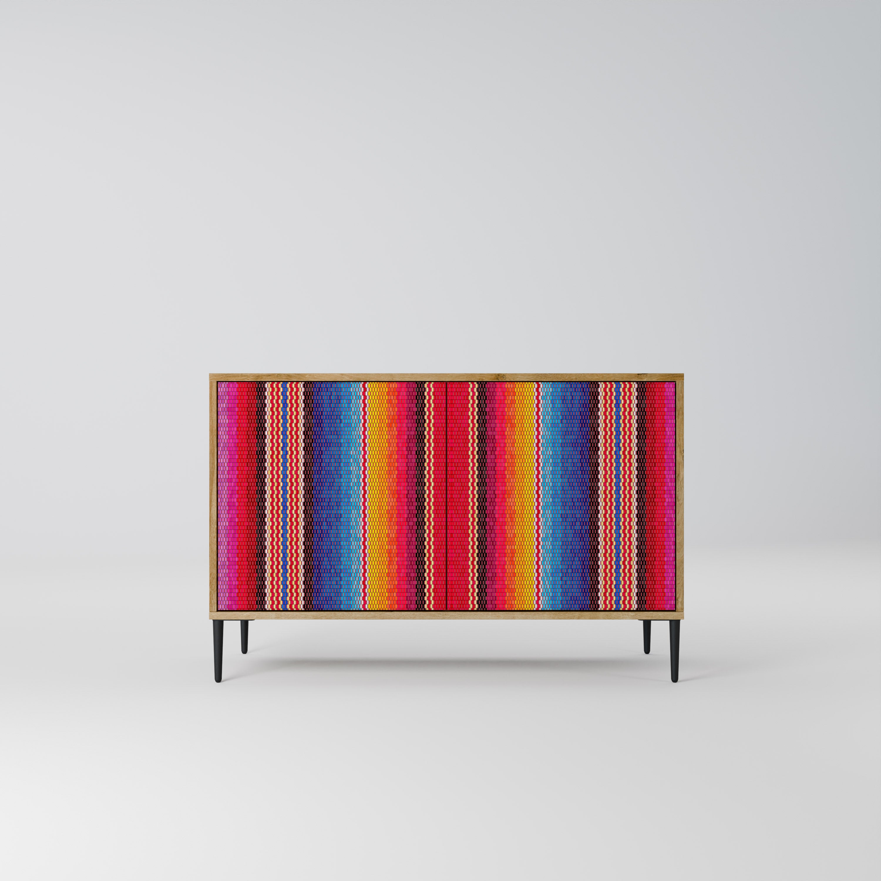 Aparador ÉTNICO MEXICANO de 2 puertas con efecto roble