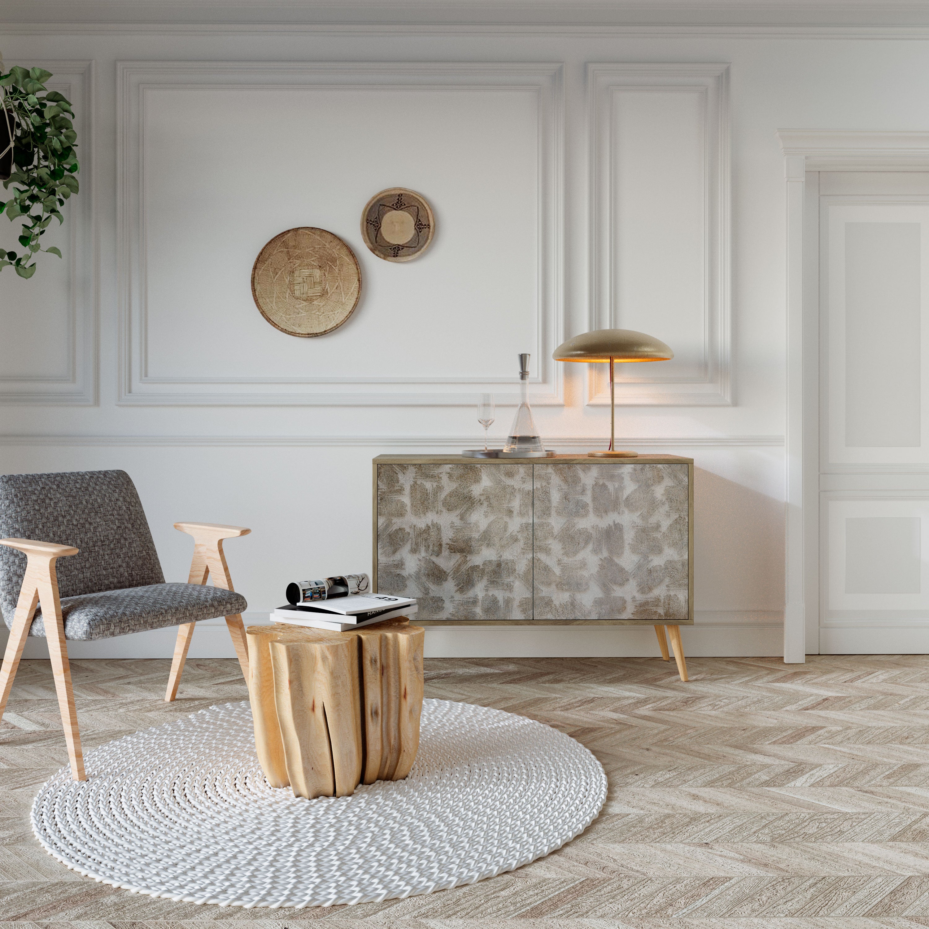 Aparador de 2 puertas SLIGHTLY BLURRED con efecto roble